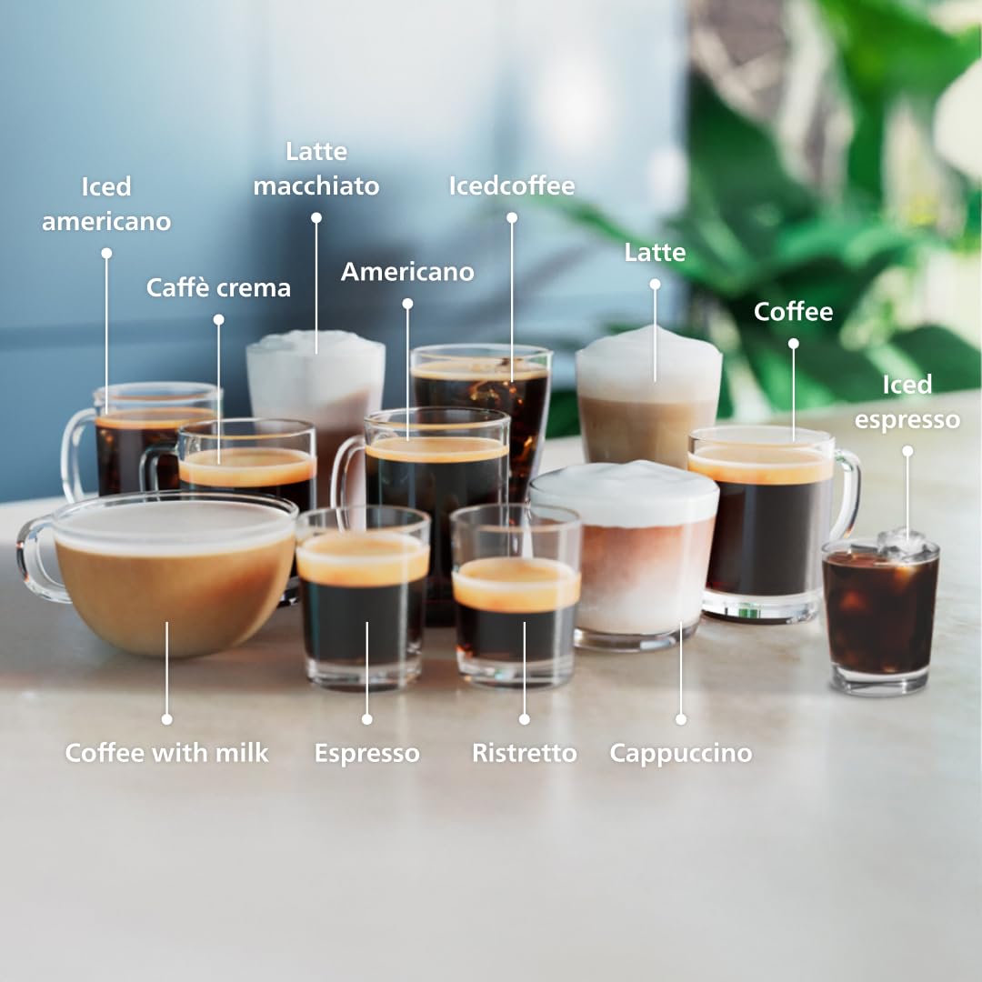 Philips 4400 Series Espresso Machine EP4444/90 - 12 Beverages, Black Chrome, LatteGo Milk System, Ceramic Grinder