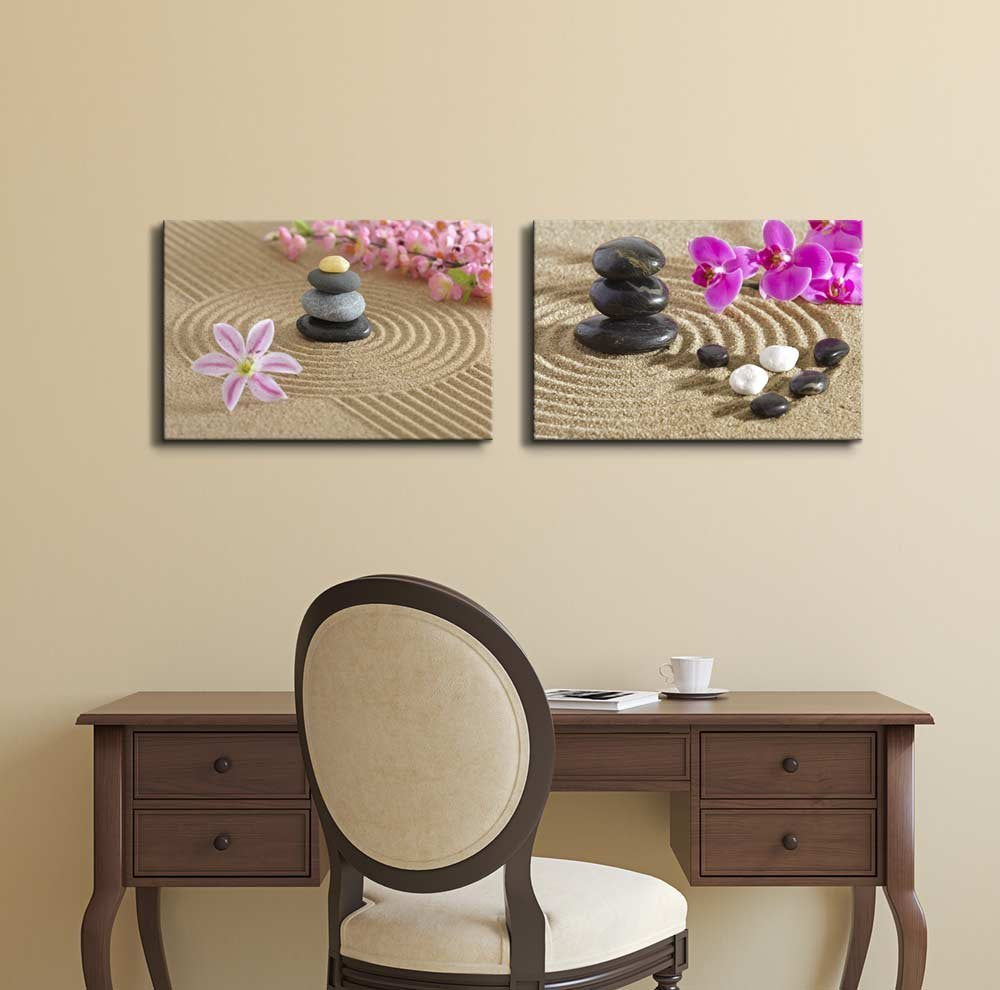 wall26 Canvas Prints - Japanese Zen Garden Wall Art, 16"x24", 2 Panels, Stretched Giclee Print, Modern Home Decor