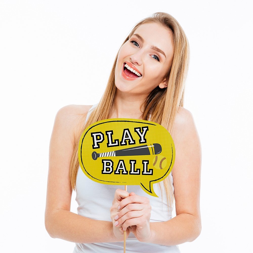 Big Dot Of Happiness Grand Slam - Fastpitch Softball - Birthday Party Or Baby Shower Photo Booth Props Kit - 20 Count