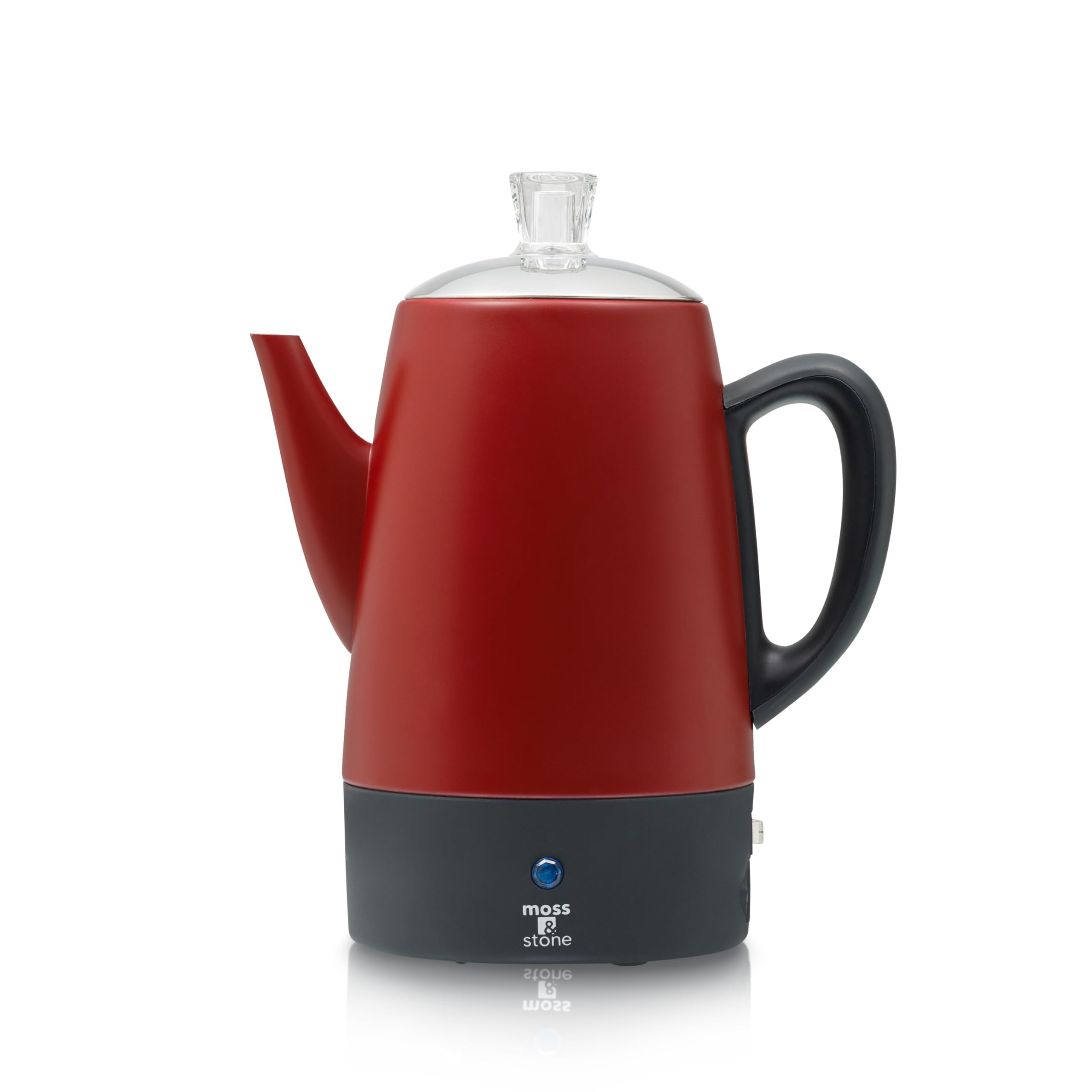 Moss & Stone Electric Coffee Percolator, Red Body With Stainless Steel Lid Coffee Maker, Percolator Electric Pot, Red Camping Co