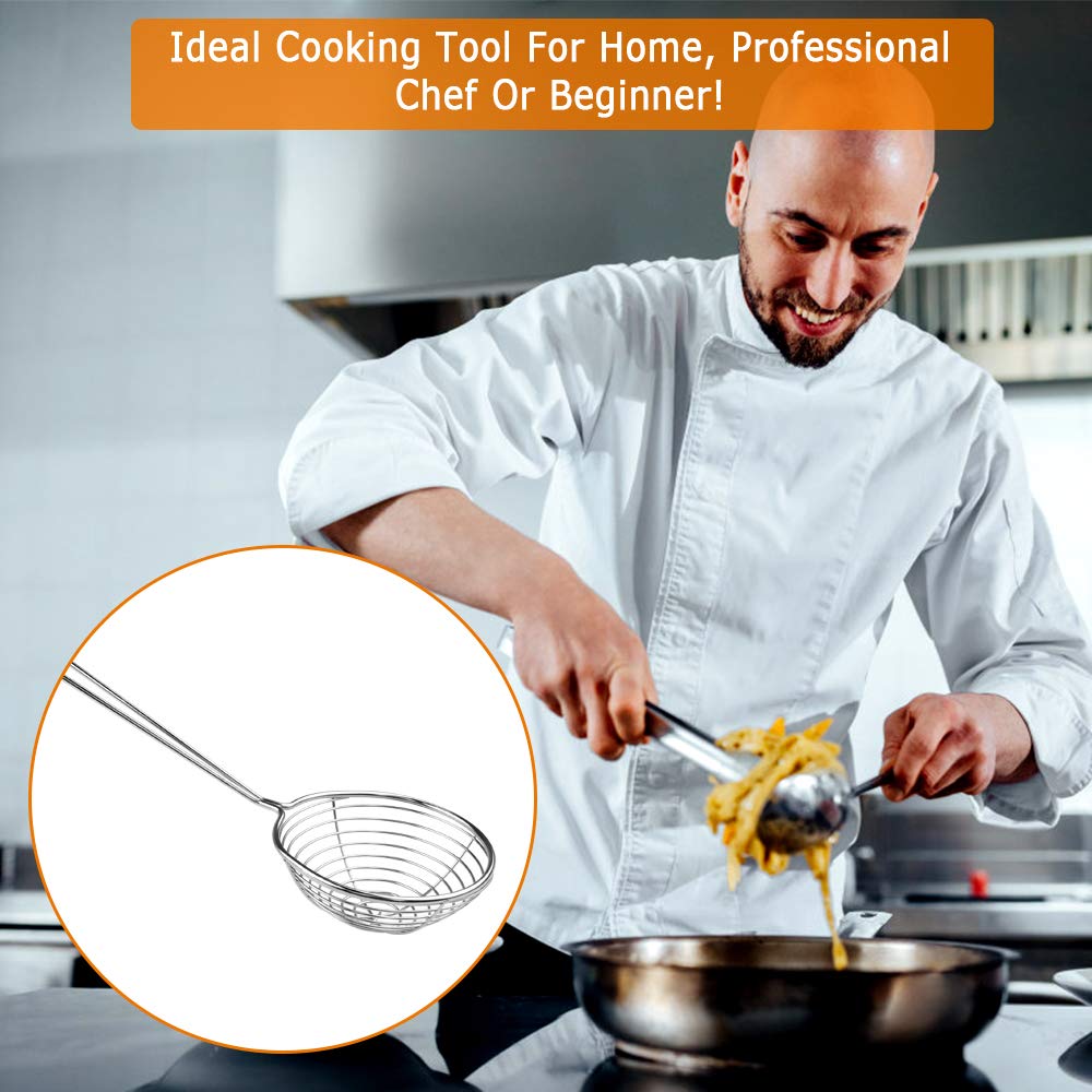8 Pieces Stainless Steel Spider Strainer Spoon Small Wire Skimmer Colander With Handle For Hot Pot, Tortellini And Meatball