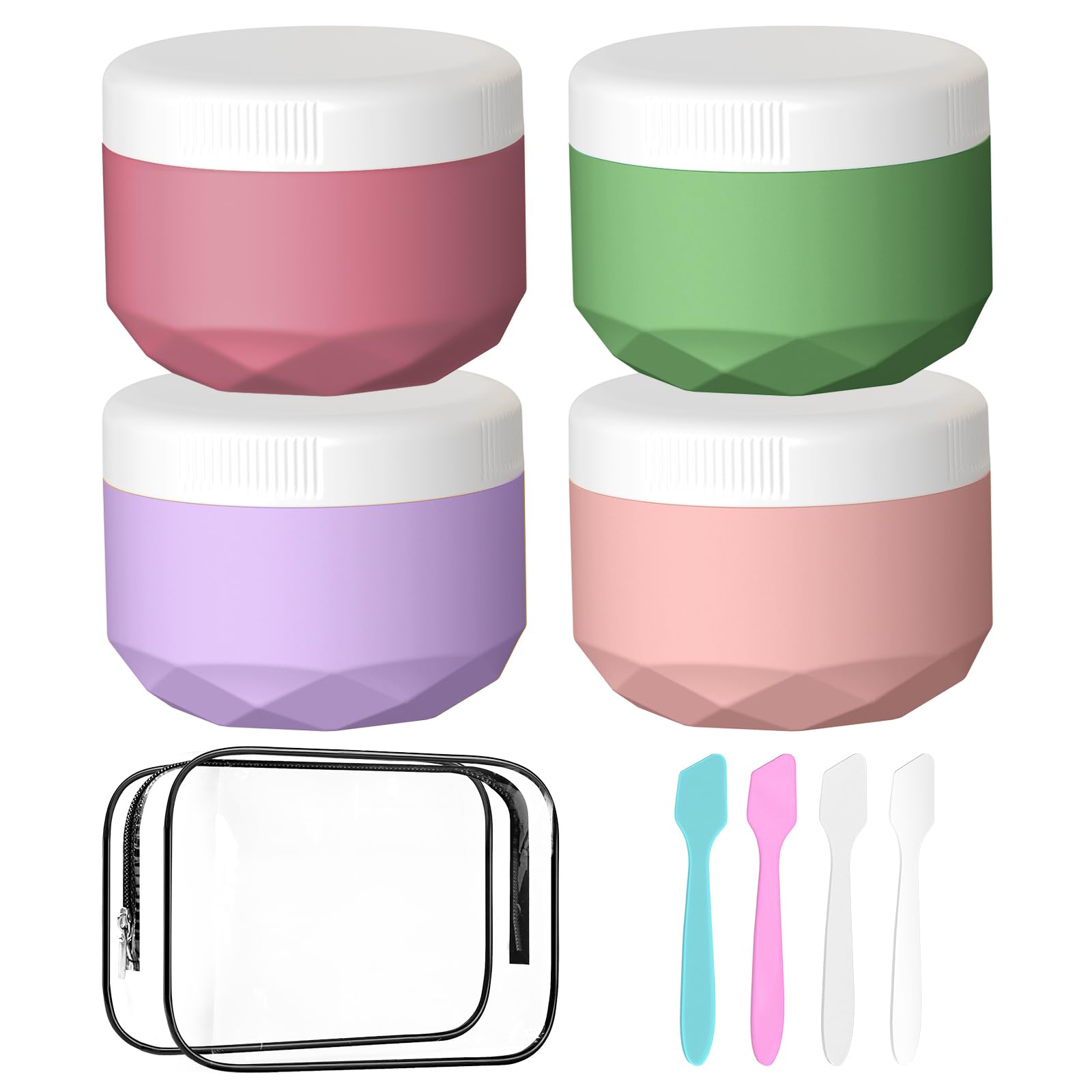 Travel Containers For Toiletries, Silicone Cream Jars Tsa Approved 2.5Oz Travel Size Containers With Toiletry Bag, Wide Mouth Le