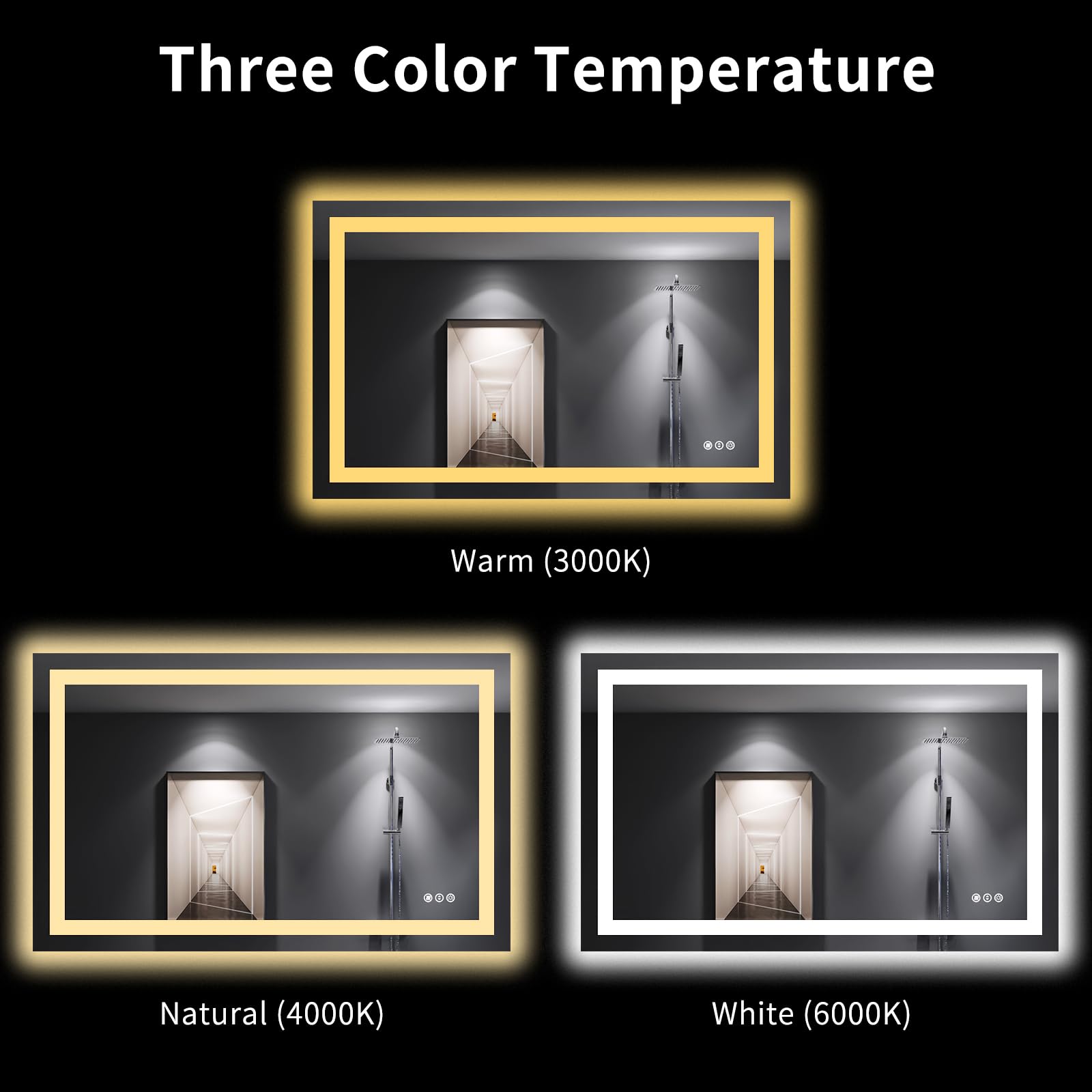 LOAAO 48''X30'' LED Bathroom Mirror with Lights  Anti-Fog  Dimmable  Backlit + Front Lit  Lighted Bathroom Vanity Mirror for Wall  Memory Function  Tempered Glass  Shatter-Proof  ETL Listed