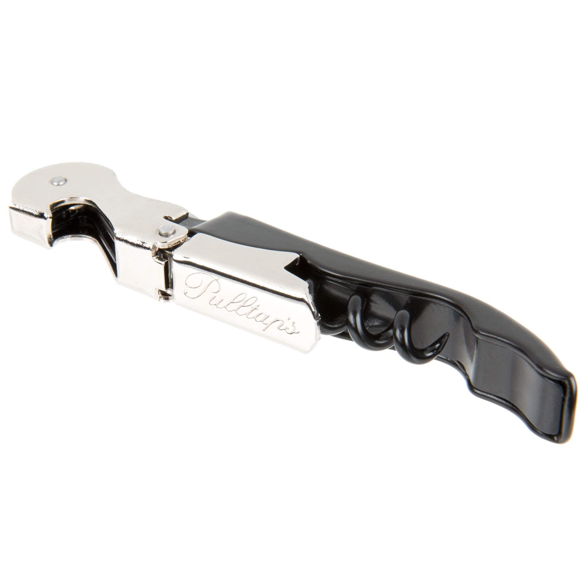 Pulltap'S Double-Hinged Waiters Corkscrew, Black And Stainless Steel