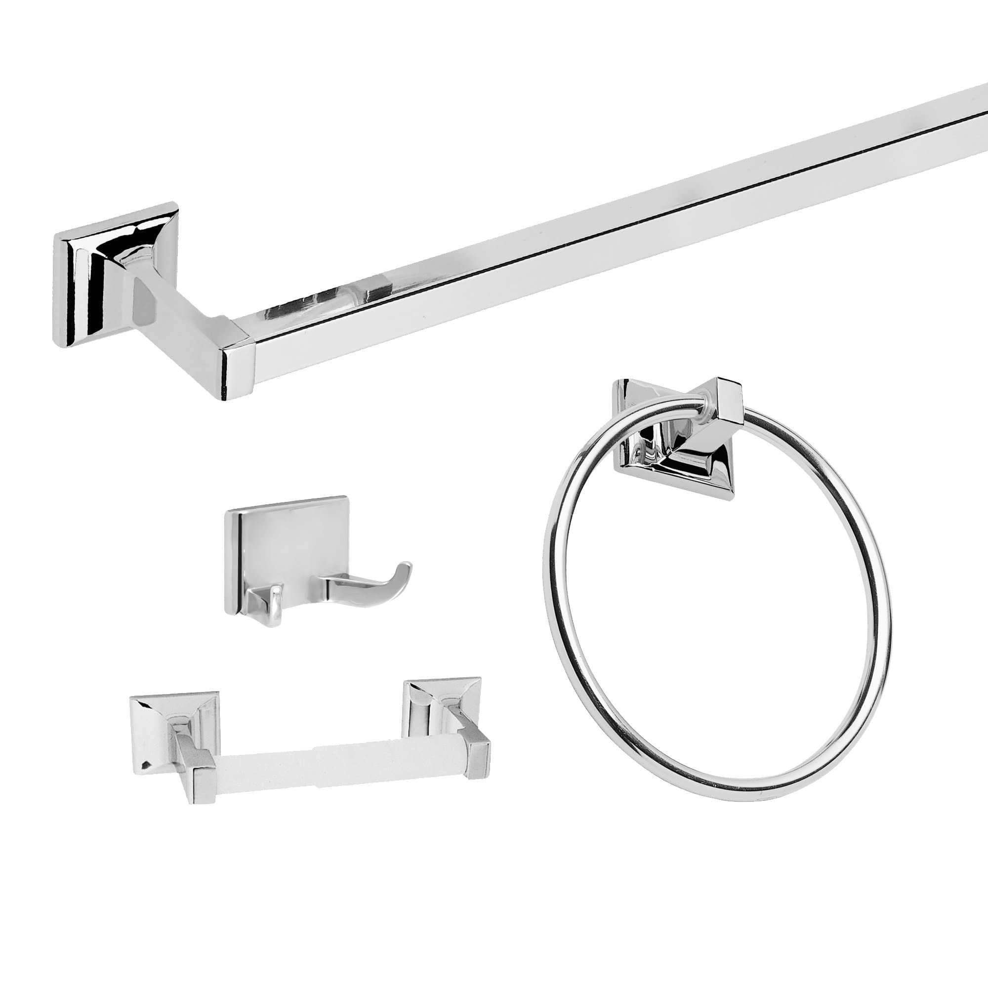 Design House 534628 Millbridge Bathroom Hardware, 4-Piece Bath Accessory Kit, Polished Chrome
