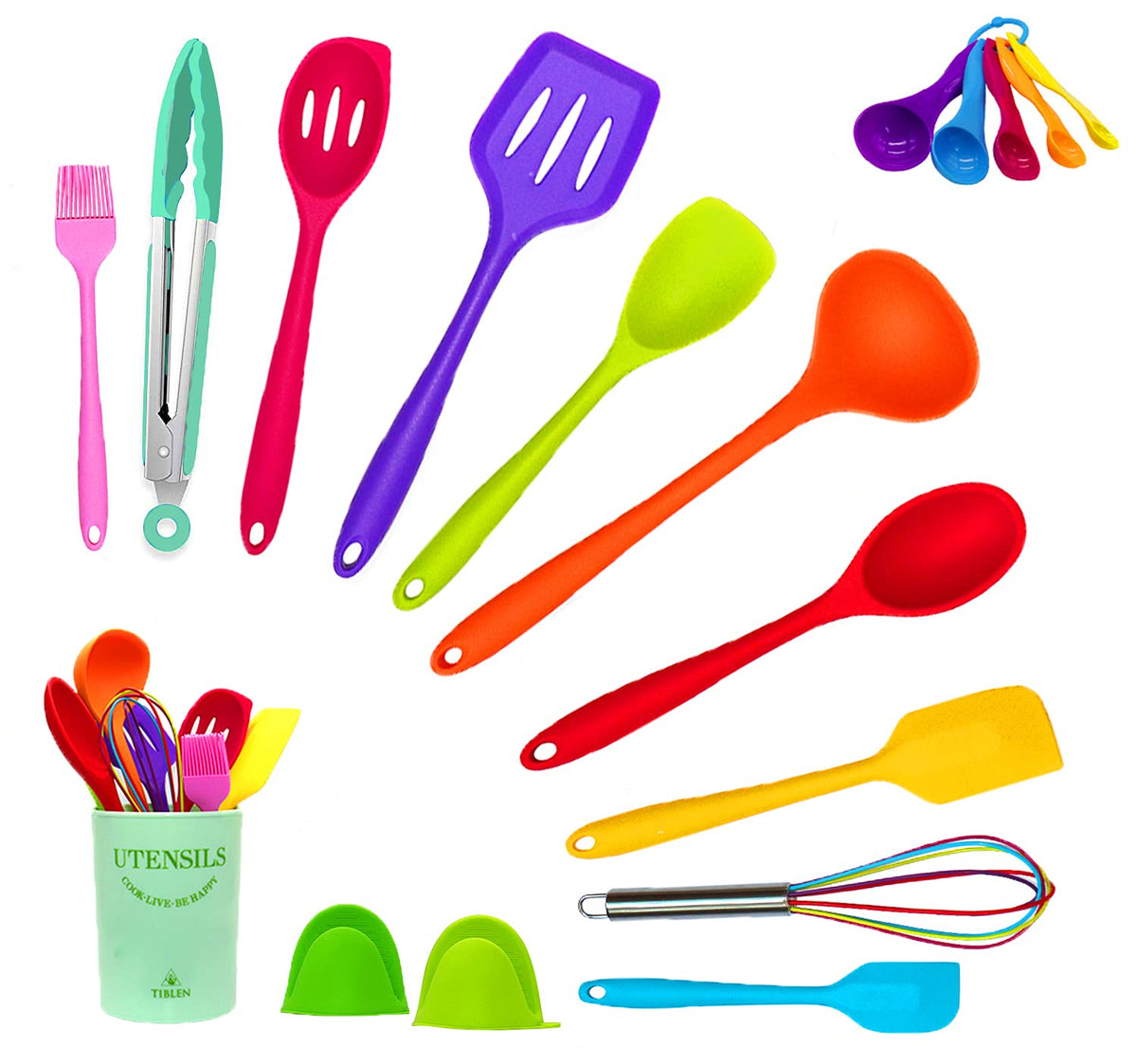 18 Pcs Silicone Kitchen Cooking Utensil Set, Non-Stick Heat Resistant Cookware, Bpa Free Non-Toxic Tools,Turner Tongs Ladle Spoo