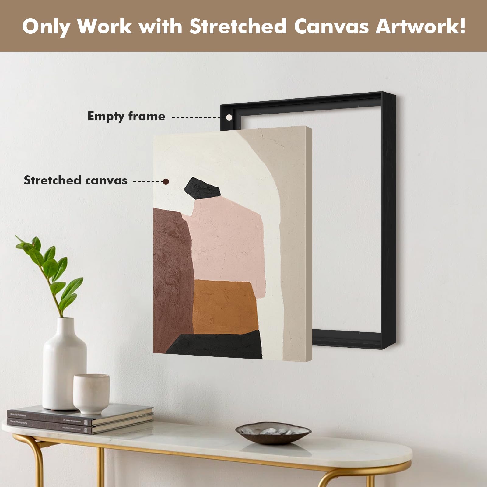 FOLKOR Floating Frame for 48x60 Canvas Painting  Large DIY Metal Canvas Frame with 1.5'' Deep for Oil Paintings Art Prints Artwork  Floater Frame for Landscape Portrait Home Office Wall Decor (Black)