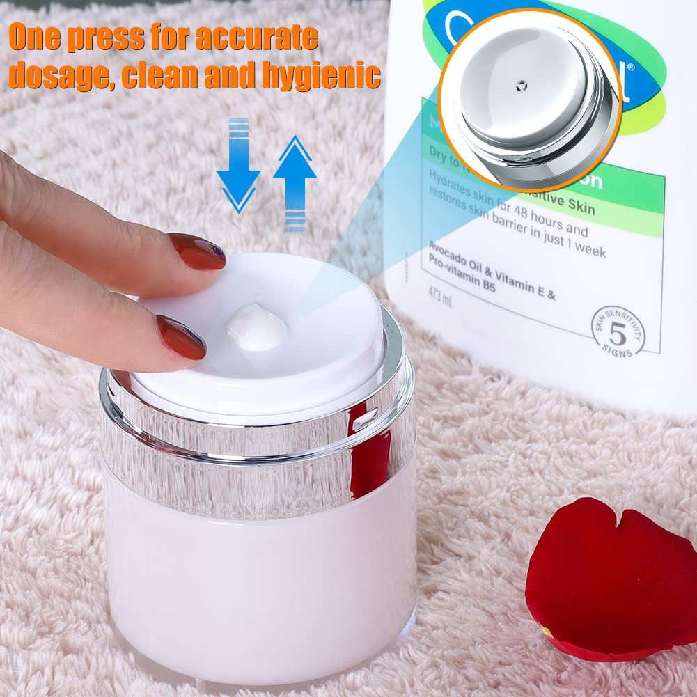 Airless Pump Jars, 1.7 Oz Pump Dispenser, Acrylic Lotion Dispenser For Thick Moisturizer, Skincare Cream, Travel Lotion Containe