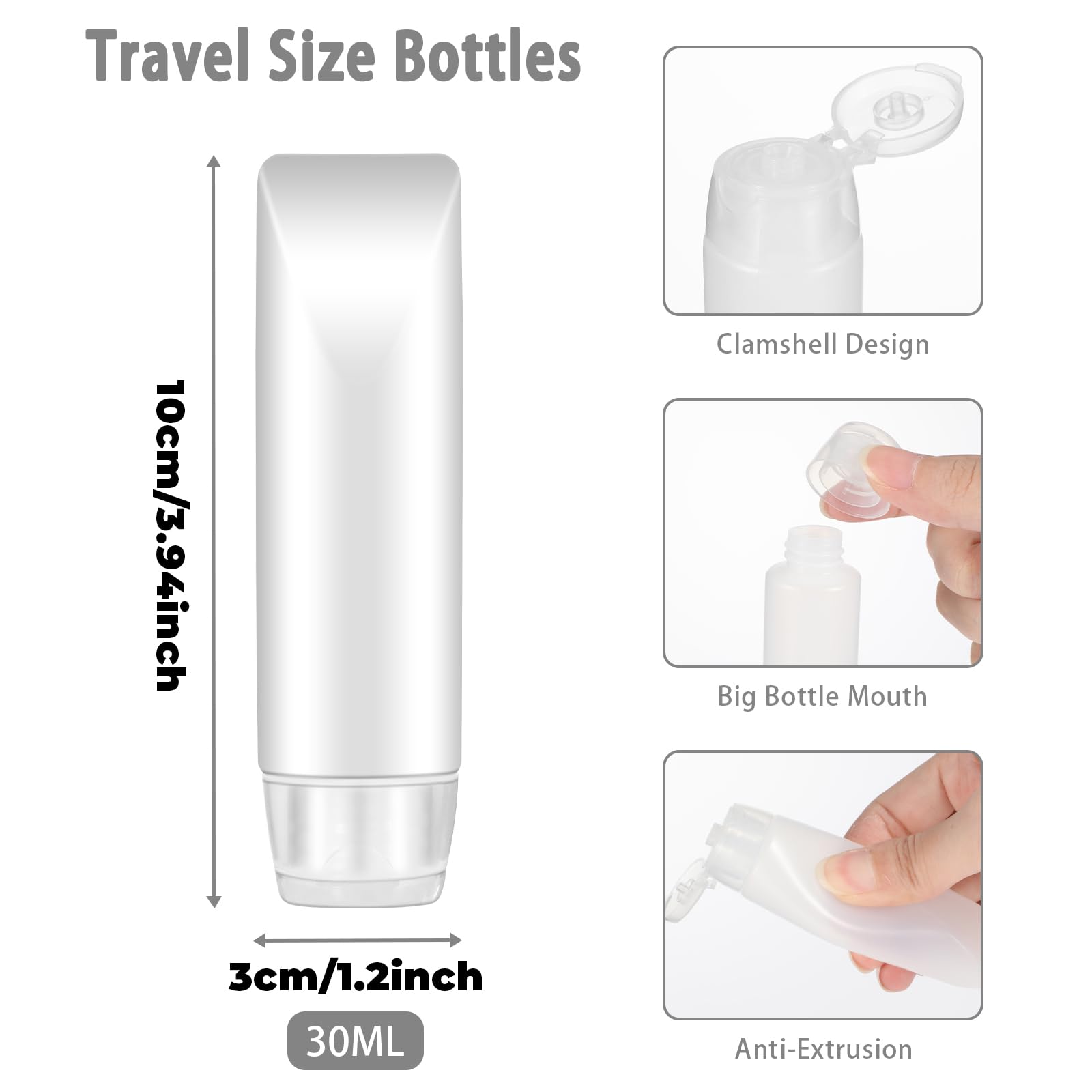 Bewudy 5 Pcs Travel Bottles, Refillable Toothpaste Tubes, Small Travel Squeeze Bottles, Refillable Makeup Foundation Container F