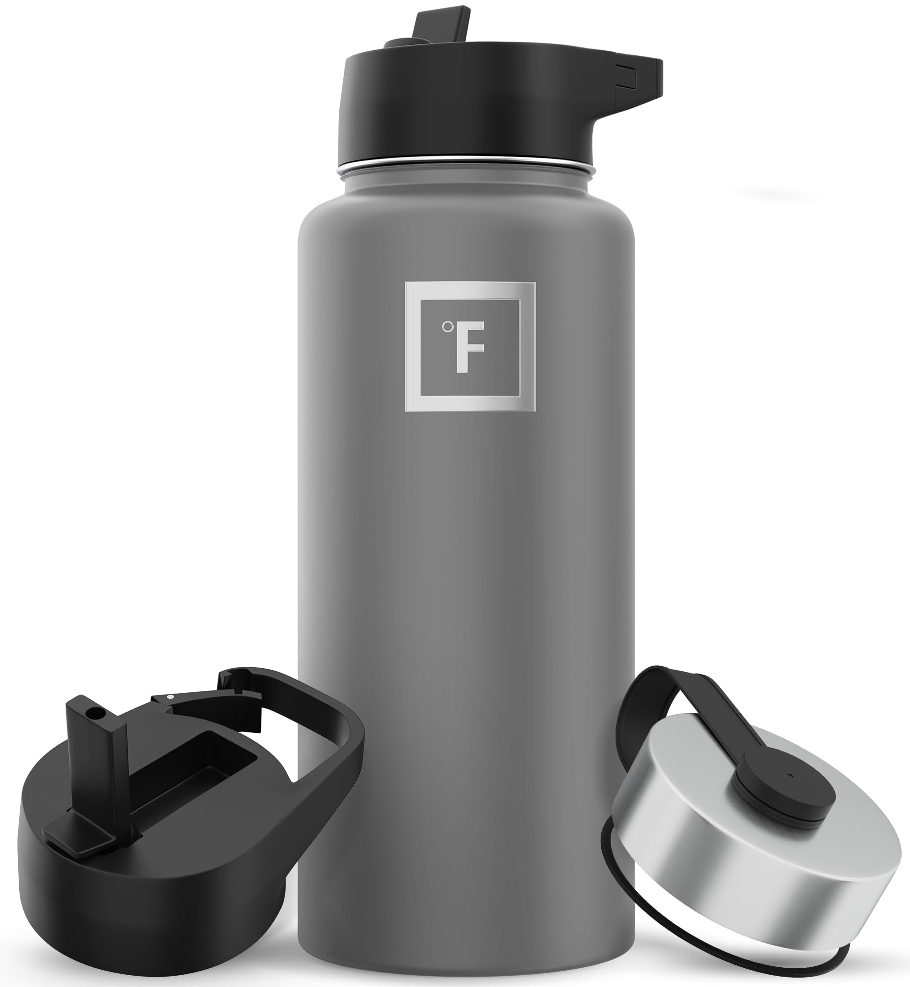 IRON FLASK Sports Water Bottle - 32 Oz 3 Lids (Straw Lid)  Leak Proof - Stainless Steel Gym & Sport Bottles for Men  Women & Kids - Double Walled  Insulated Thermos  Metal Canteen
