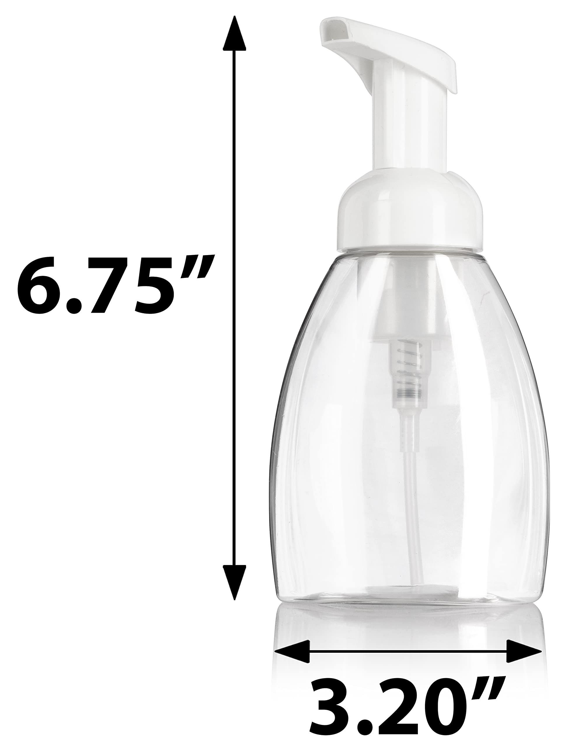 Juvitus (6 Pack) 250 Ml / 8.3 Oz Clear Plastic Travel Foamer Pump Bottle