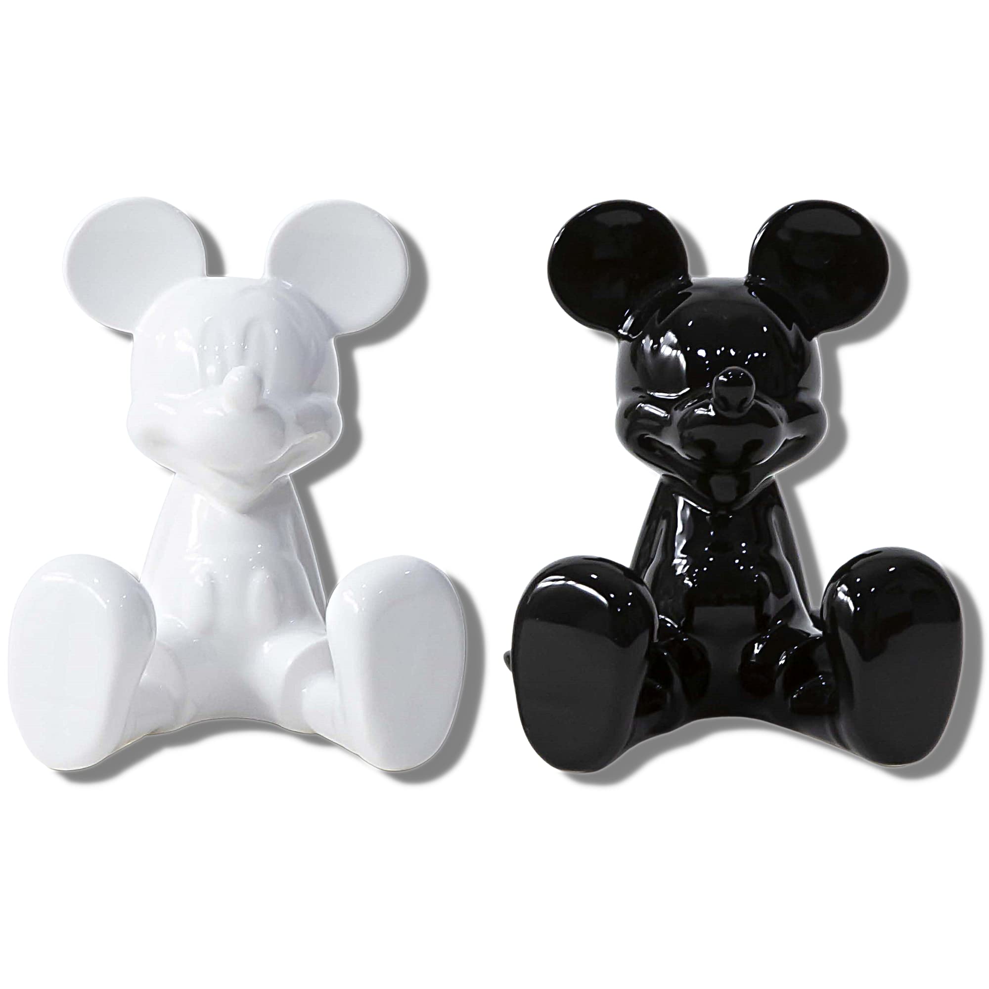 Jerry Leigh Sitting Mickey Mouse Black And White Salt And Pepper Shaker Set, Cute Disney Ceramic Shakers Kitchen Accessories And