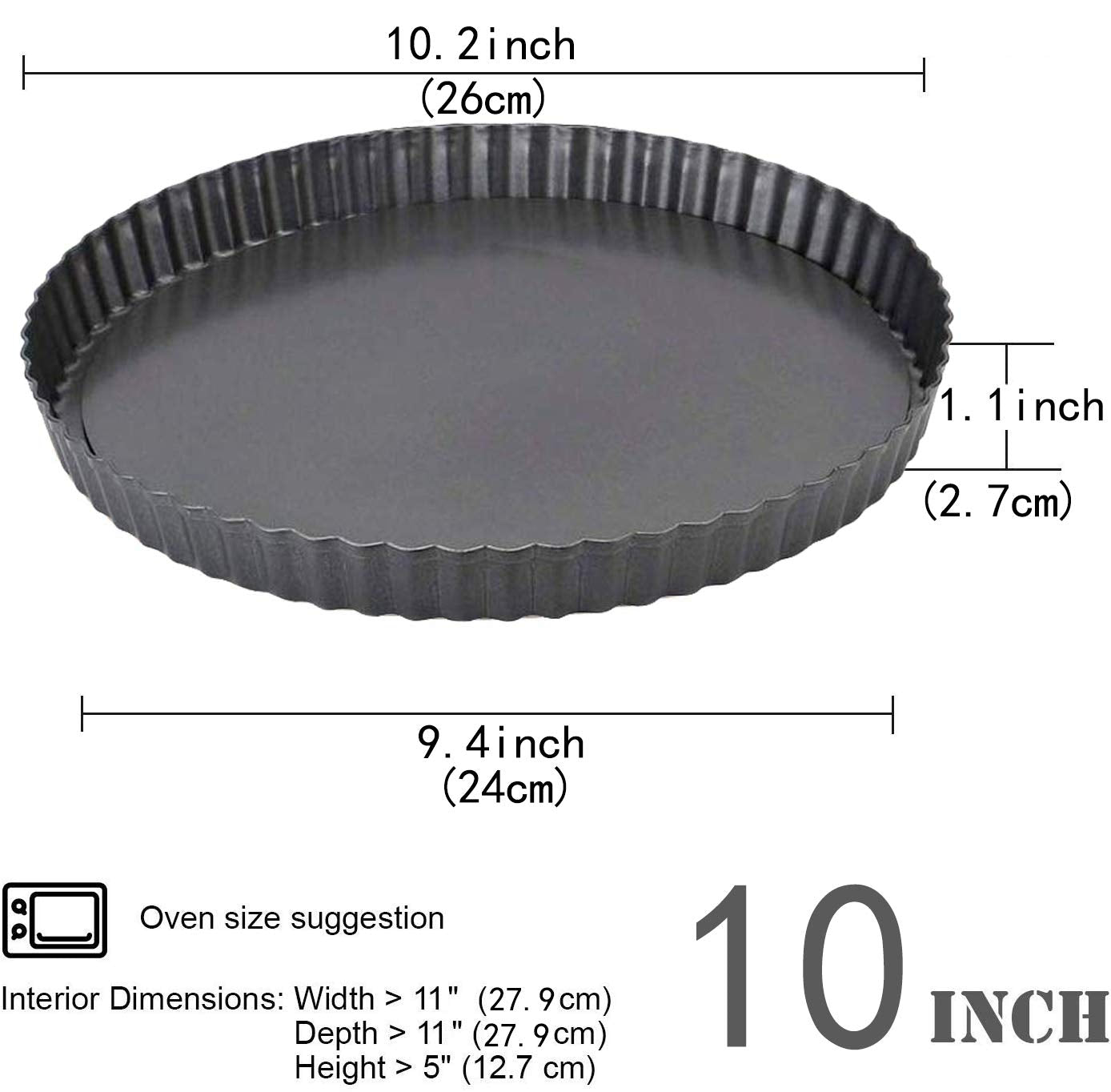 Gutsdoor Tart Pan 10 Inch With Removable Bottom Nonstick Quiche Pan Round Pie Pans For Baking