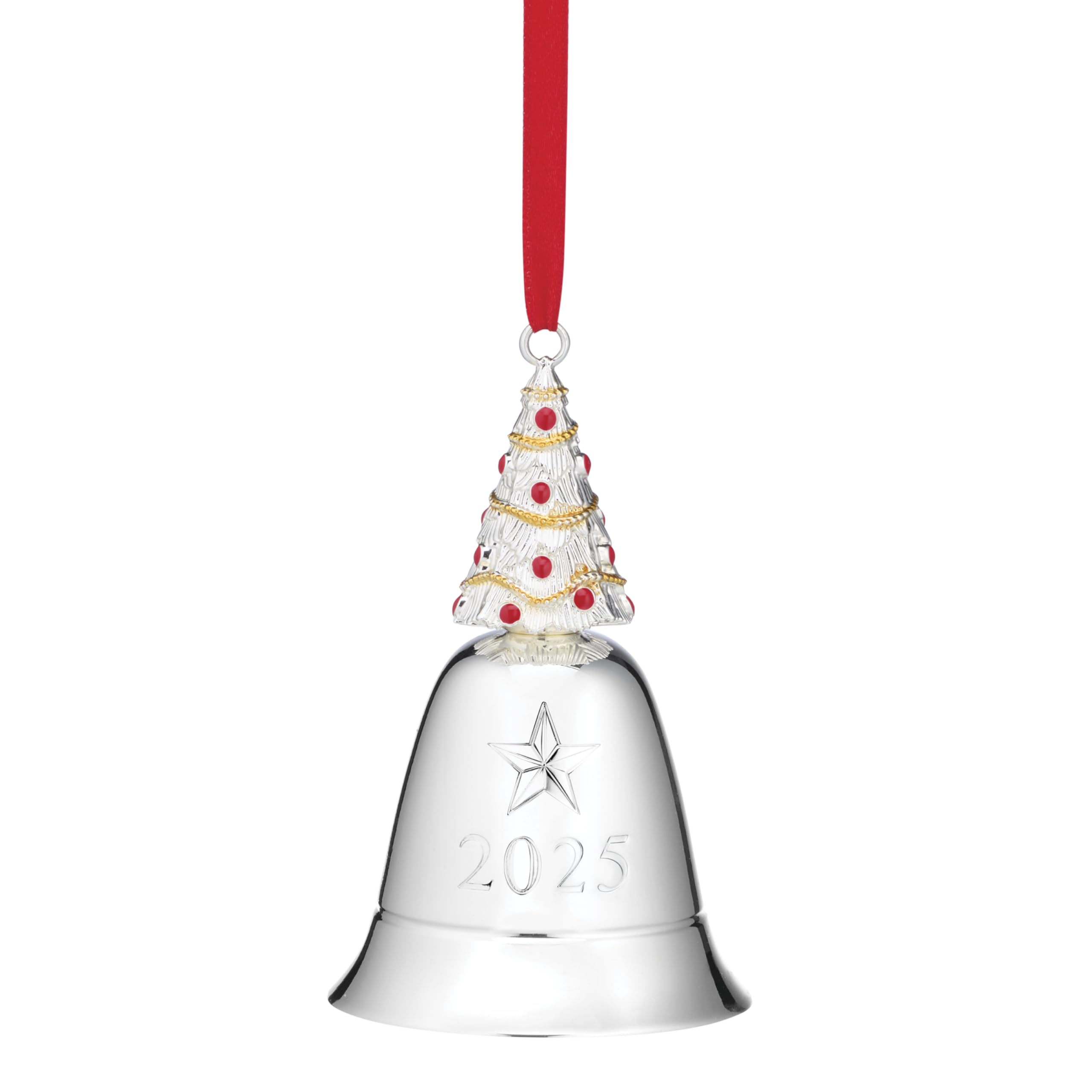 Lenox 897116 2025 Musical Bell Silverplate Ornament, We Wish You a Merry Christmas, Christmas, Holiday Decorations