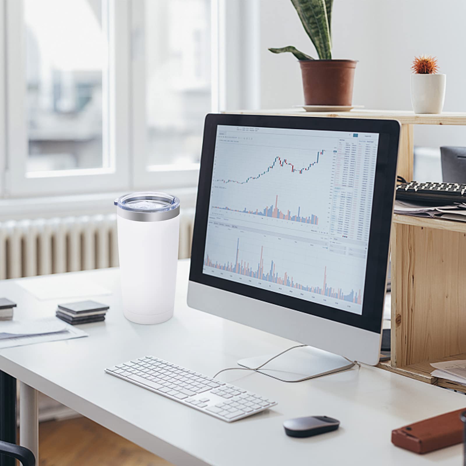 Futtumy Stainless Steel Travel Tumbler, 20 Oz Tumbler With 2 Lids And Straws, Insulated Coffee Tumbler, Double Wall Travel Tumbl