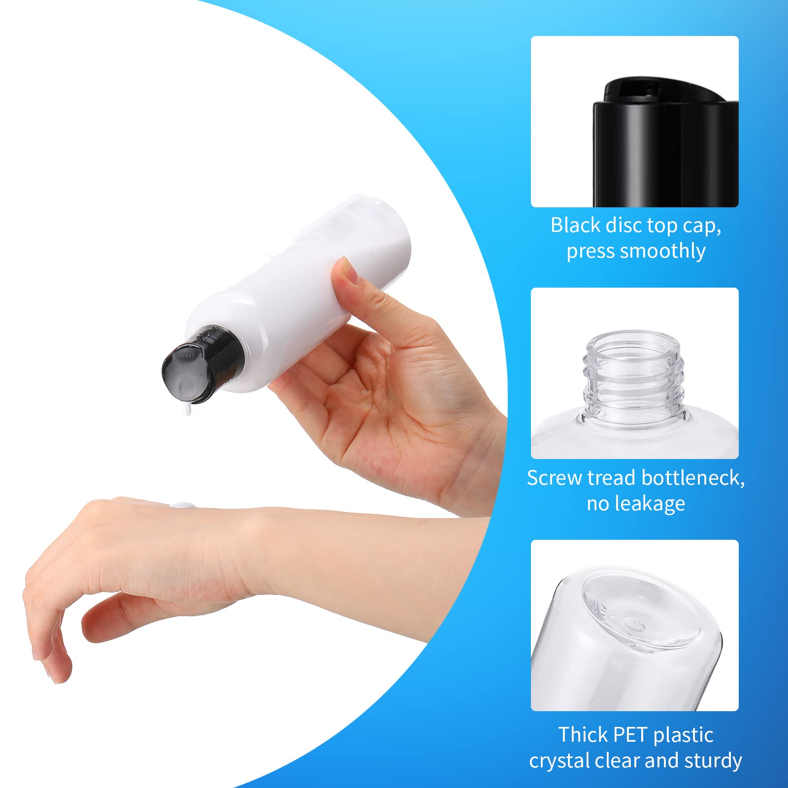 Zubebe 36 Pcs Plastic Travel Bottles With Disc Top Flip Cap Empty Refillable Squeeze Travel Containers For Shampoo Lotions Cream
