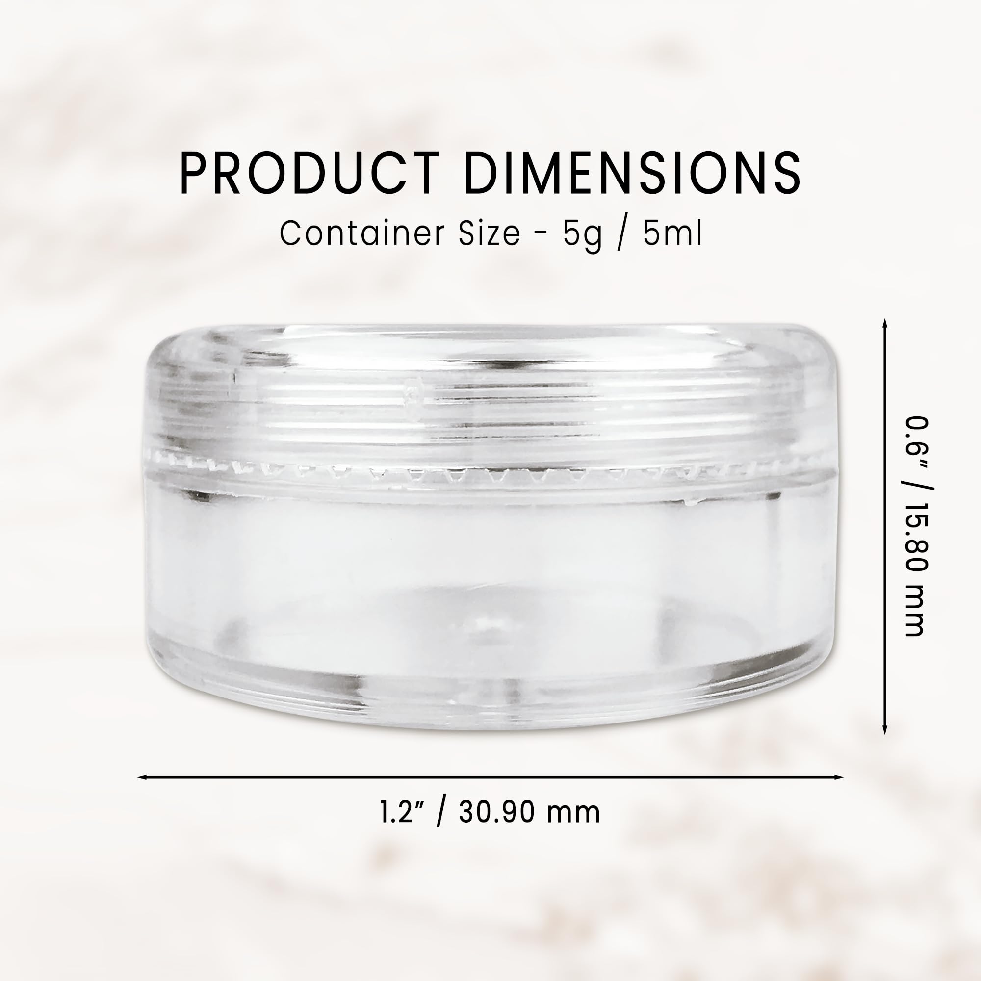 (Quantity: 200 Pieces) Beauticom 5G/5ML Round Clear Jars with Screw Cap Lid BPA Free