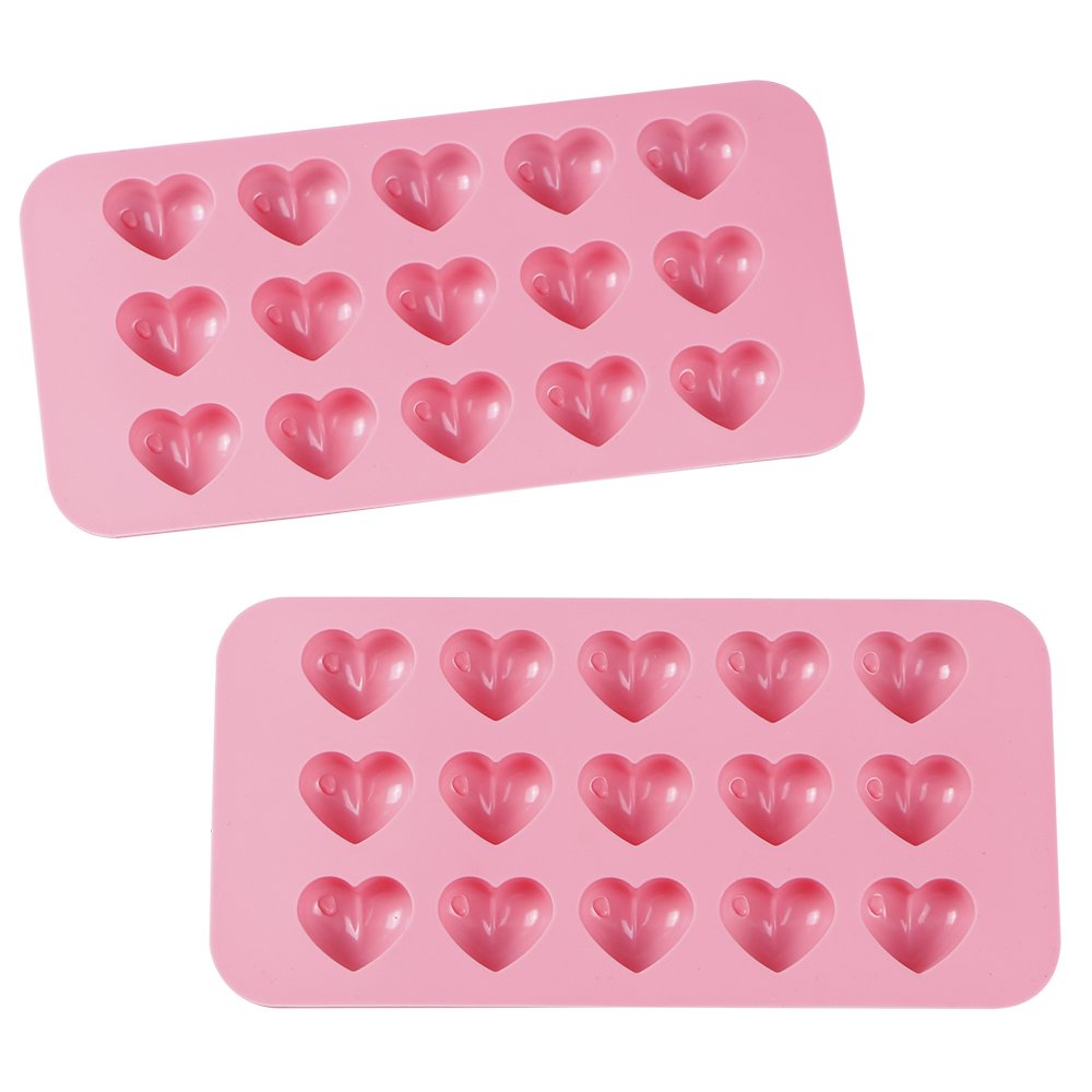 Webake Heart Molds Silicone Chocolate Candy Molds, 15 Cavity Mini Heart Shaped Tray For Gummy, Jello, Fondant, Ice Cube, Crayon,