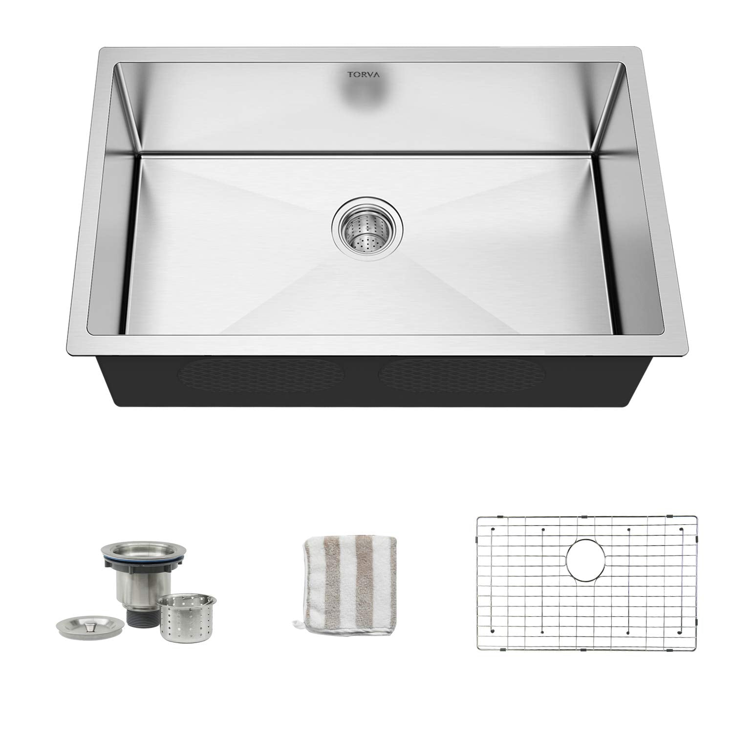 Torva 28-Inch Undermount Kitchen Sink, 16 Gauge Stainless Steel Single Bowl - 10 Inches Deep Basin