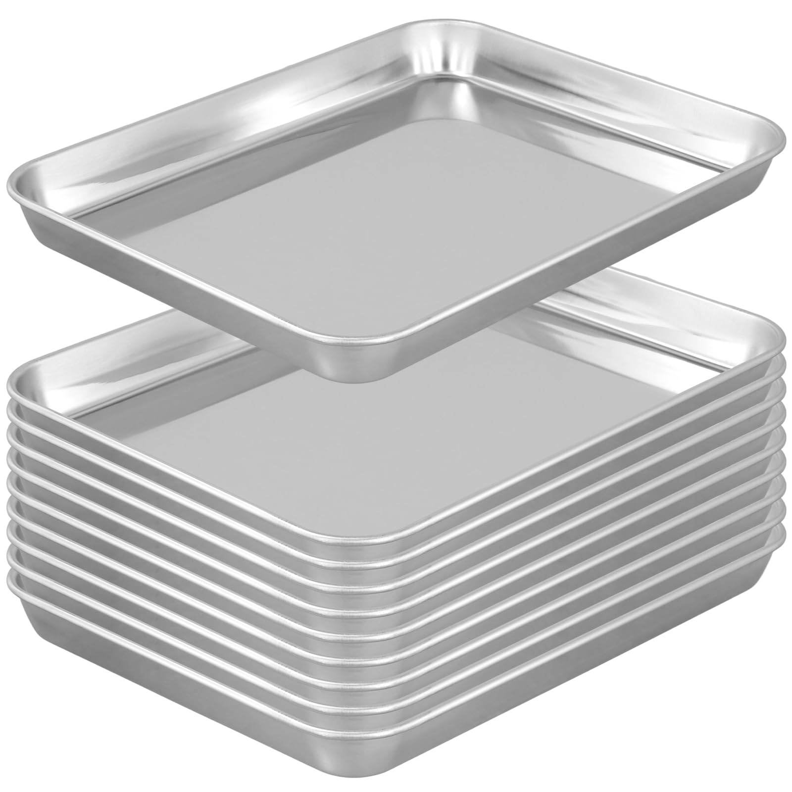 SENJEOK 10 Pack Stainless Steel Baking Sheet Pan, 10 x 8 x 1 Inch Baking Trays for Cookies, Cakes, Roasting