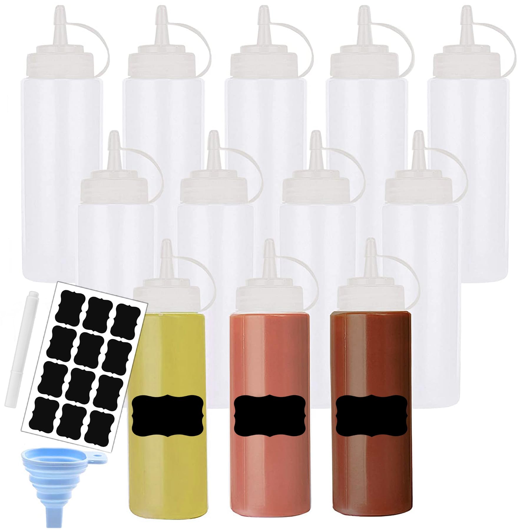 Hajoyful Squeeze Bottle Condiment Squeeze Bottles Plastic Ketchup Squeeze Squirt Bottle For Sauce, Bbq, Dressing, Paint, Worksho