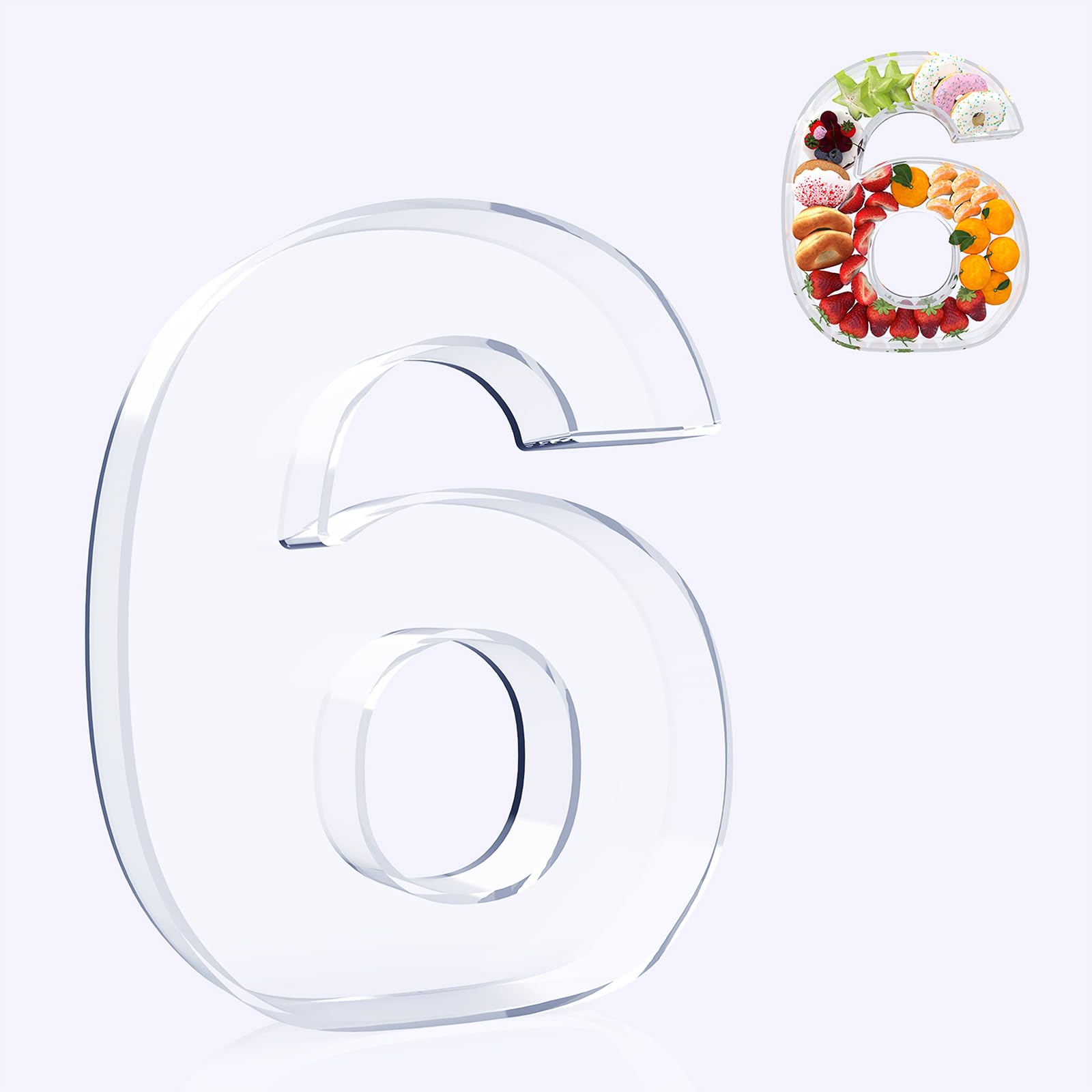 RUFHVTY 11 Acrylic Number Charcuterie Board Box, Reusable Fillable Number Cake Candy Dish Display Serving Tray for Birthday Anni