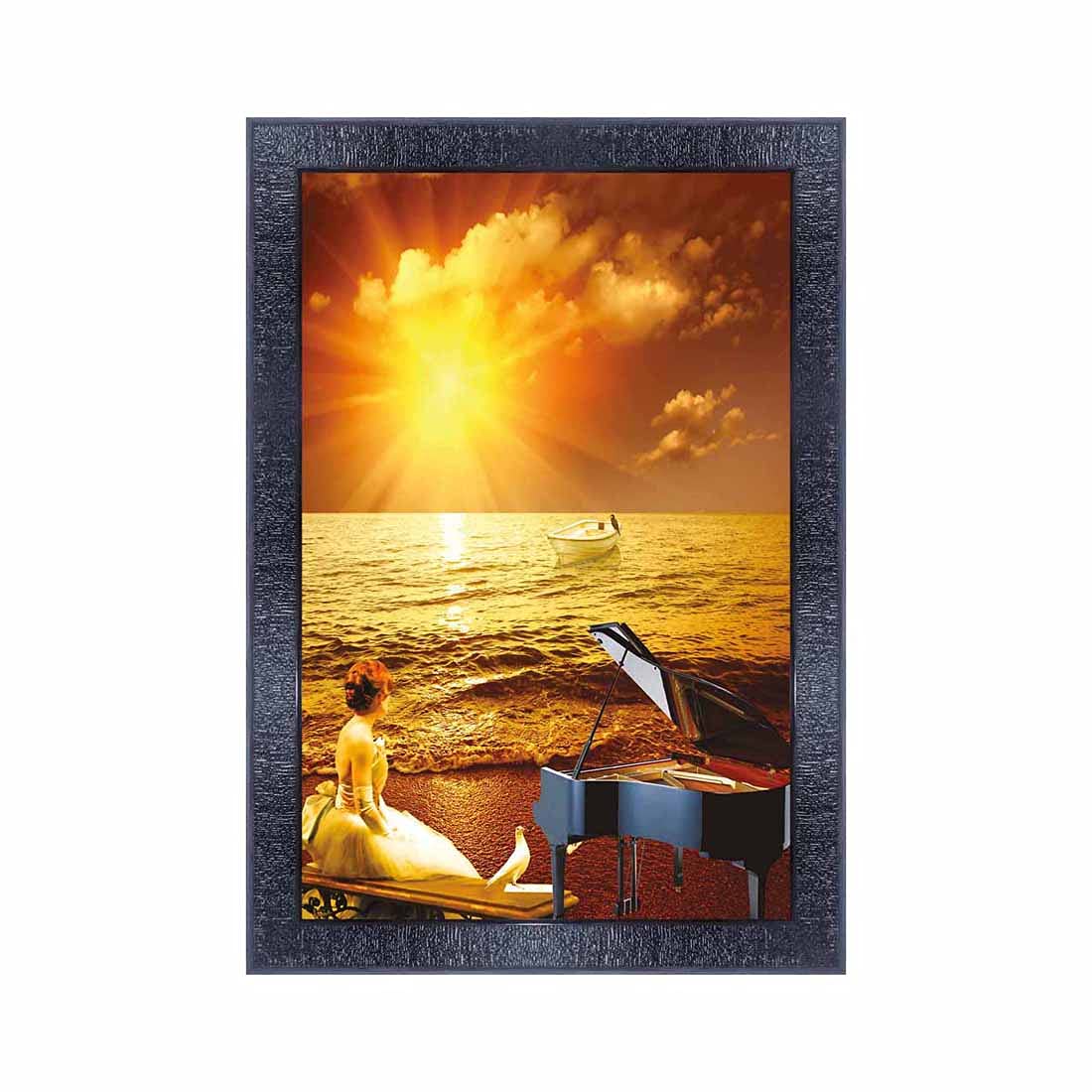 pnf Poster And Frames Vastu Sunrise Landscape Scenery Wooden Photo Frame With Acrylic Sheet | Living Room, Bedroom | Home Decora