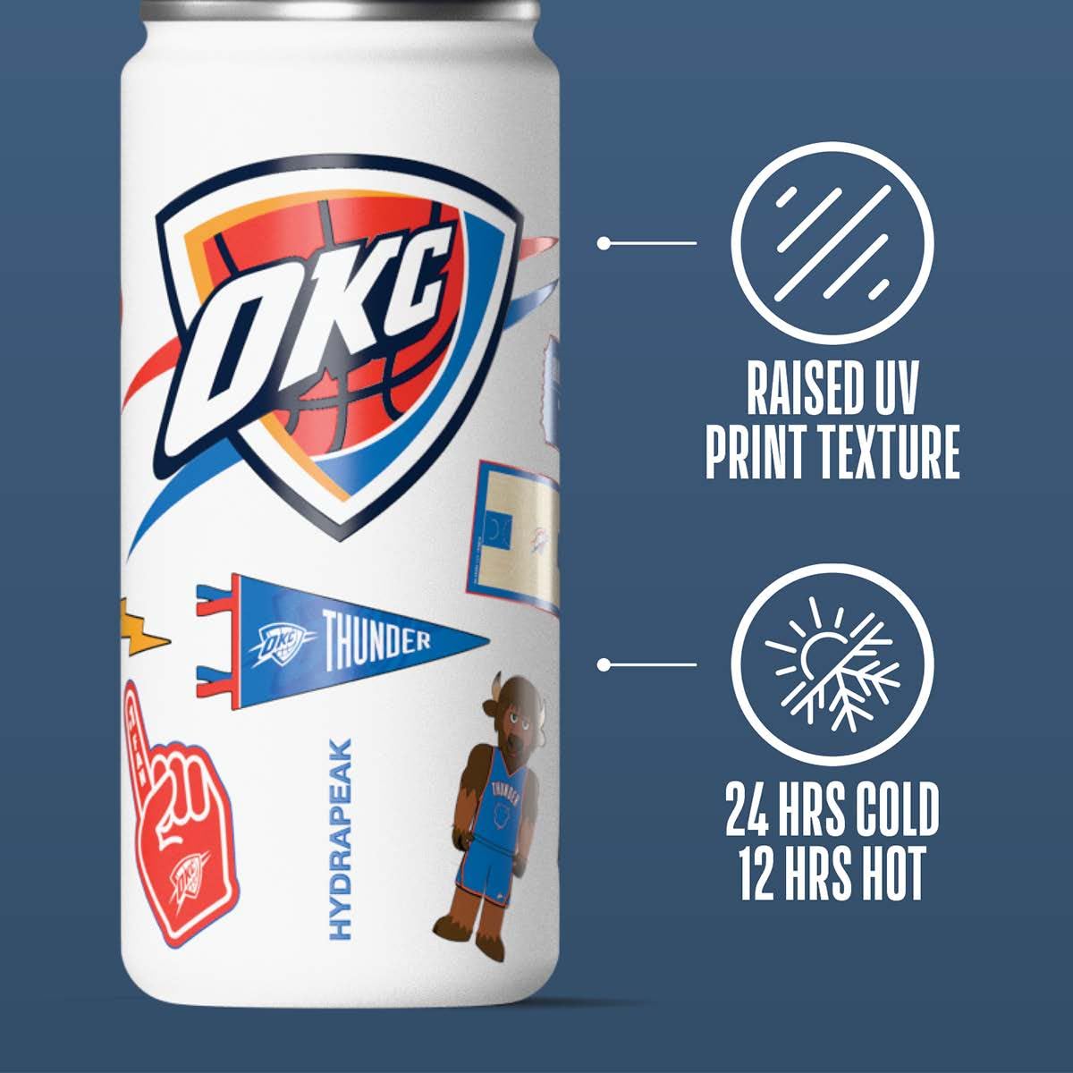 Hydrapeak x NBA Officially Licensed Oklahoma City Thunder 20 oz Active Water Bottle with Chug Lid and Handle Reusable Stainless