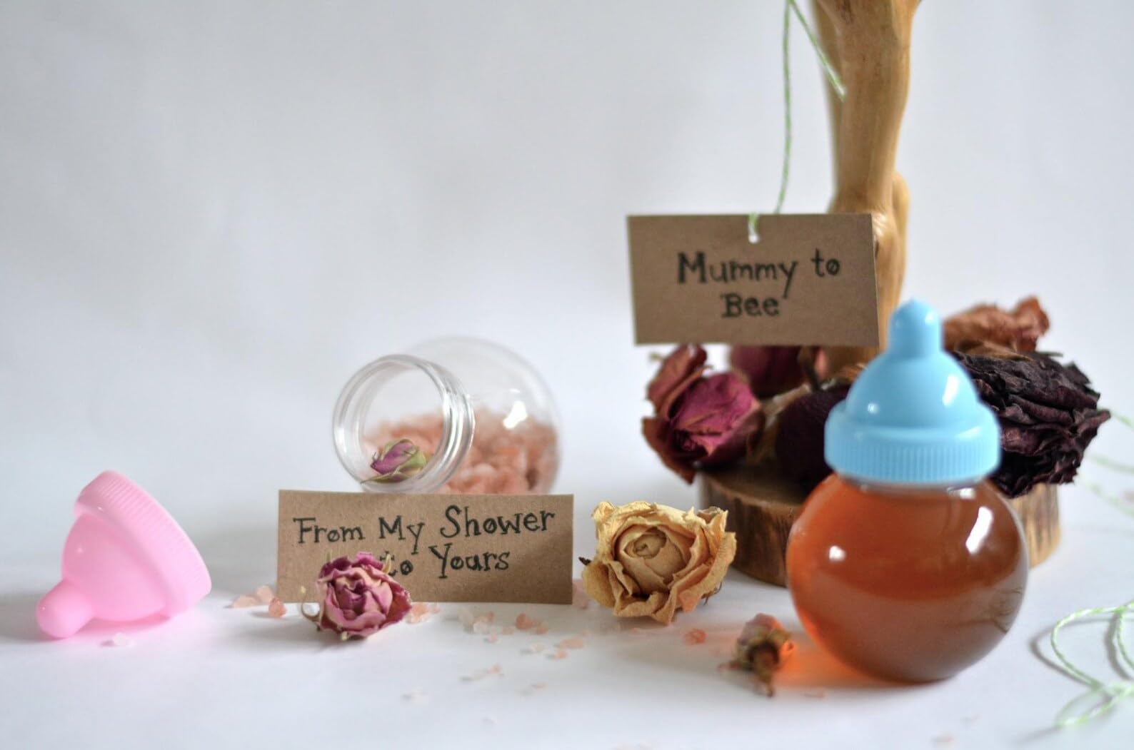 Babies Bloom Baby Shower Favor Candy Bottles, Baby Favor Candy Bags, Baby Shower Candy Box Bottle Favor (Set of 12) (Pink Round