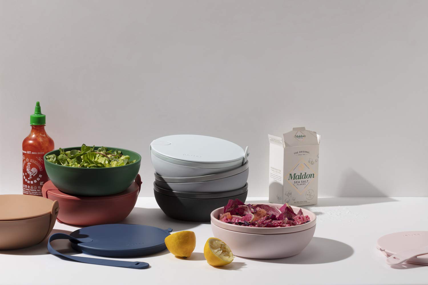 W&P Porter Plastic Bowl Lunch Container W/ Protective Non-Slip Exterior, Mint 1 Liter | Lid & Snap-Tight Silicone Strap | Food S