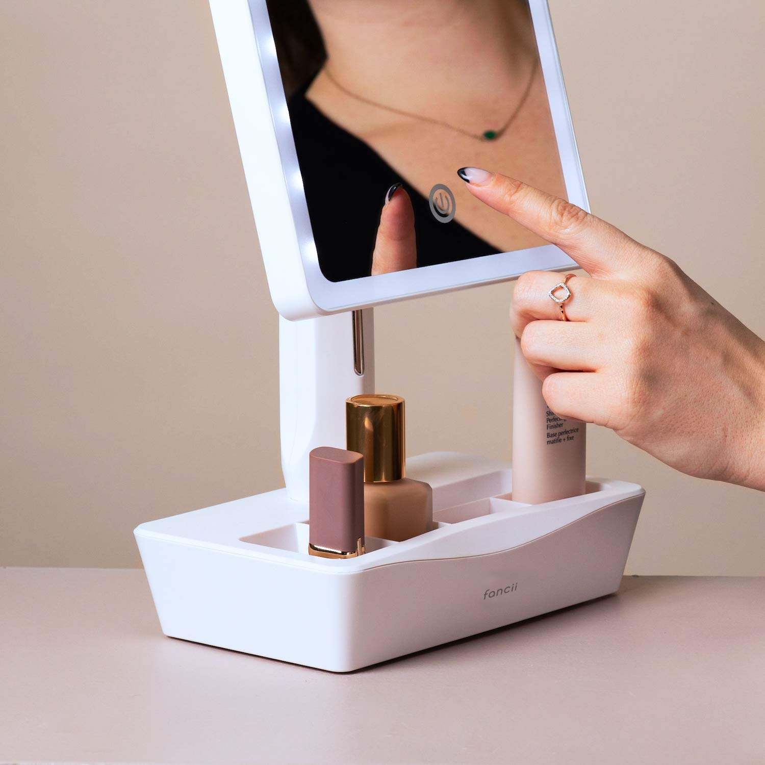 Fancii Led Lighted Large Vanity Makeup Mirror With 10X Magnifying Mirror - Dimmable Natural Light, Touch Screen, Dual Power, Adj