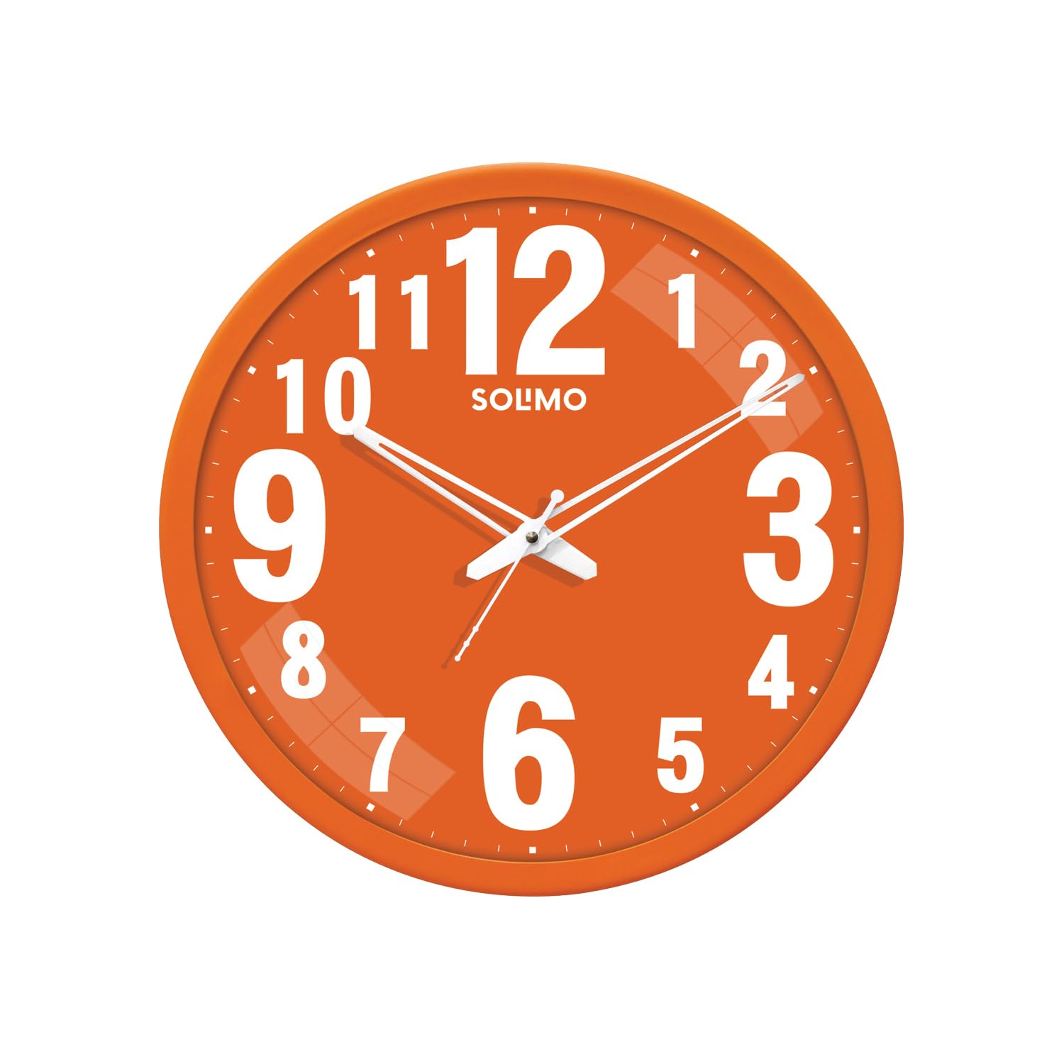 Amazon Brand - Solimo 12-Inch Bold Numeric With Silent Movement Modern Plastic Wall Clock - Orange, Analog