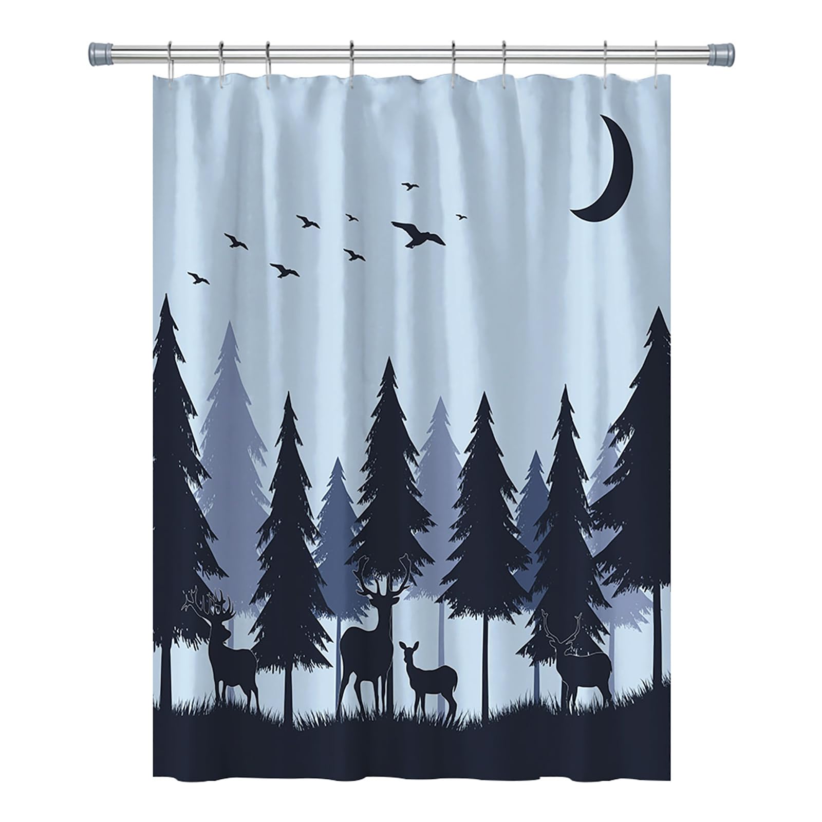 Careyoungs RV Shower Curtains Forest Deer Shower Curtain Elk in The Forest Outdoor Hunting RV Bathroom Shower Curtain Set with H