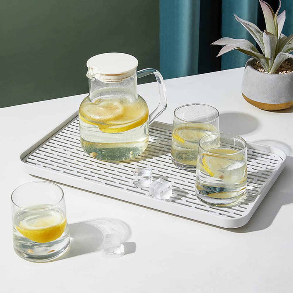 Bonilve Small Cup & Dish Drying Rack Kitchen, Drain Board For Kitchen Sink, Dish Drain Tray-White With Drainboard Large Enough F