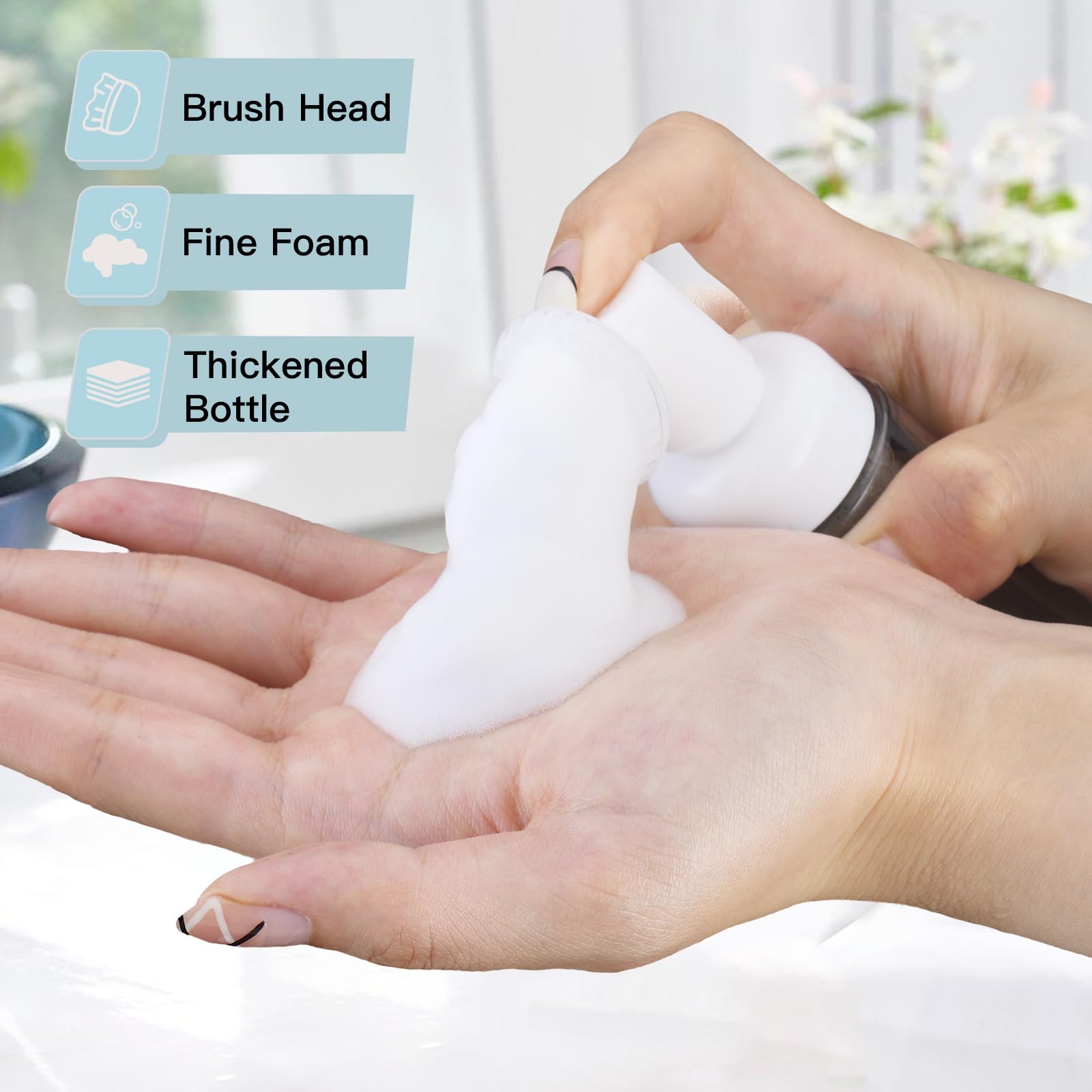 Owlyee 2Oz Foam Bottle (3Pcs) With Brush, Empty Foaming Pump Dispenser For Hand Soap, Lash Cleanser, Shampoo To Travel (60Ml, Gr