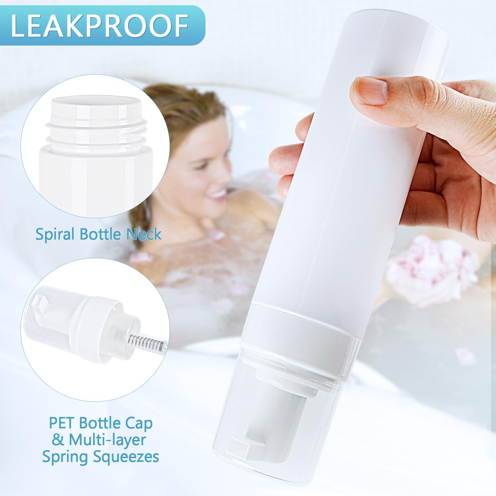 Foam Pump Bottle 200Ml/6.8Oz Empty Plastic Foam Dispenser Pump Bottle Travel Large Refillable Bpa Free Lotion Bottles For Shampo