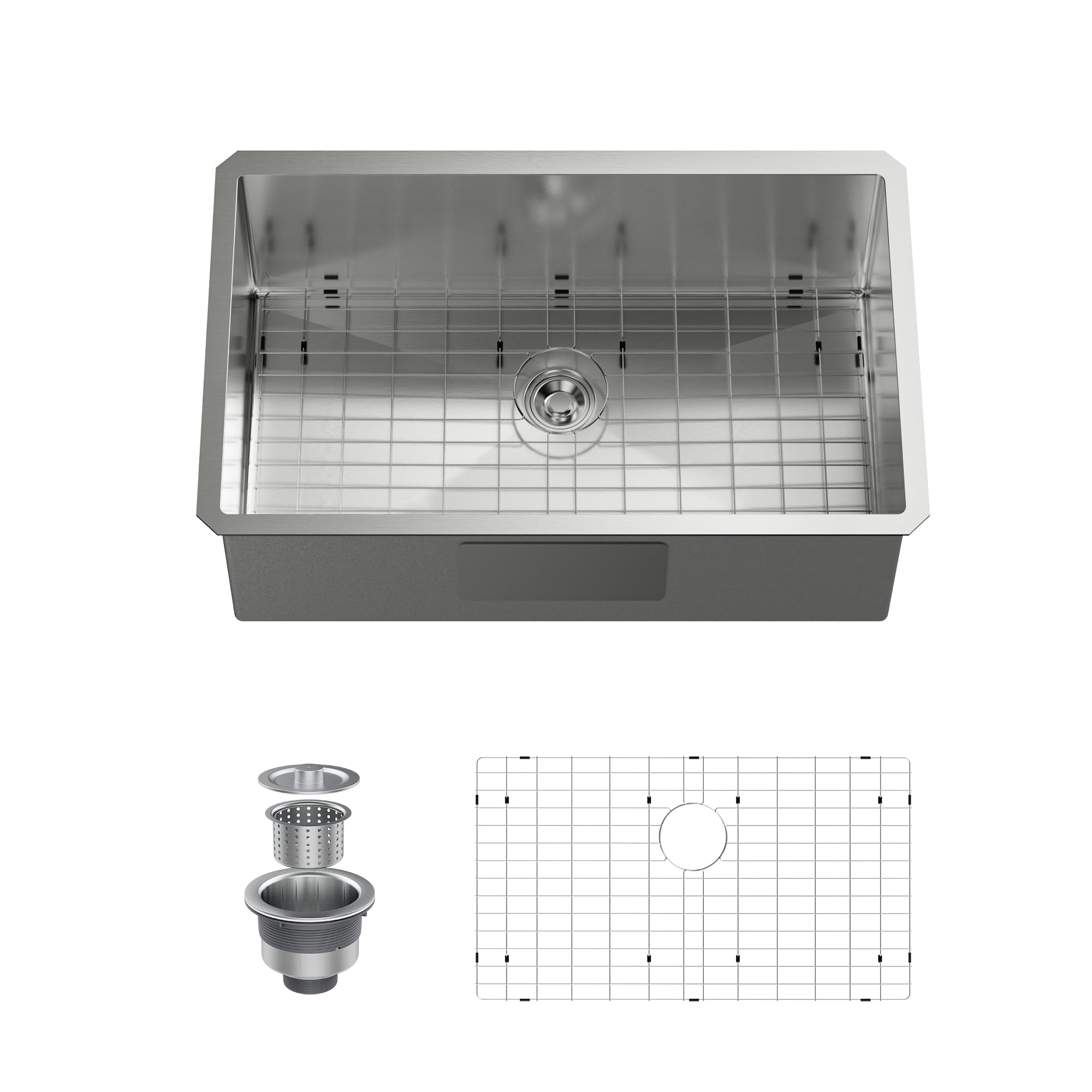 Bonnlo Undermount Commercial Kitchen Sink,30''  19''  10'' Stainless Steel Utility Farmhouse Sink, Deep Workstation Sink, Single