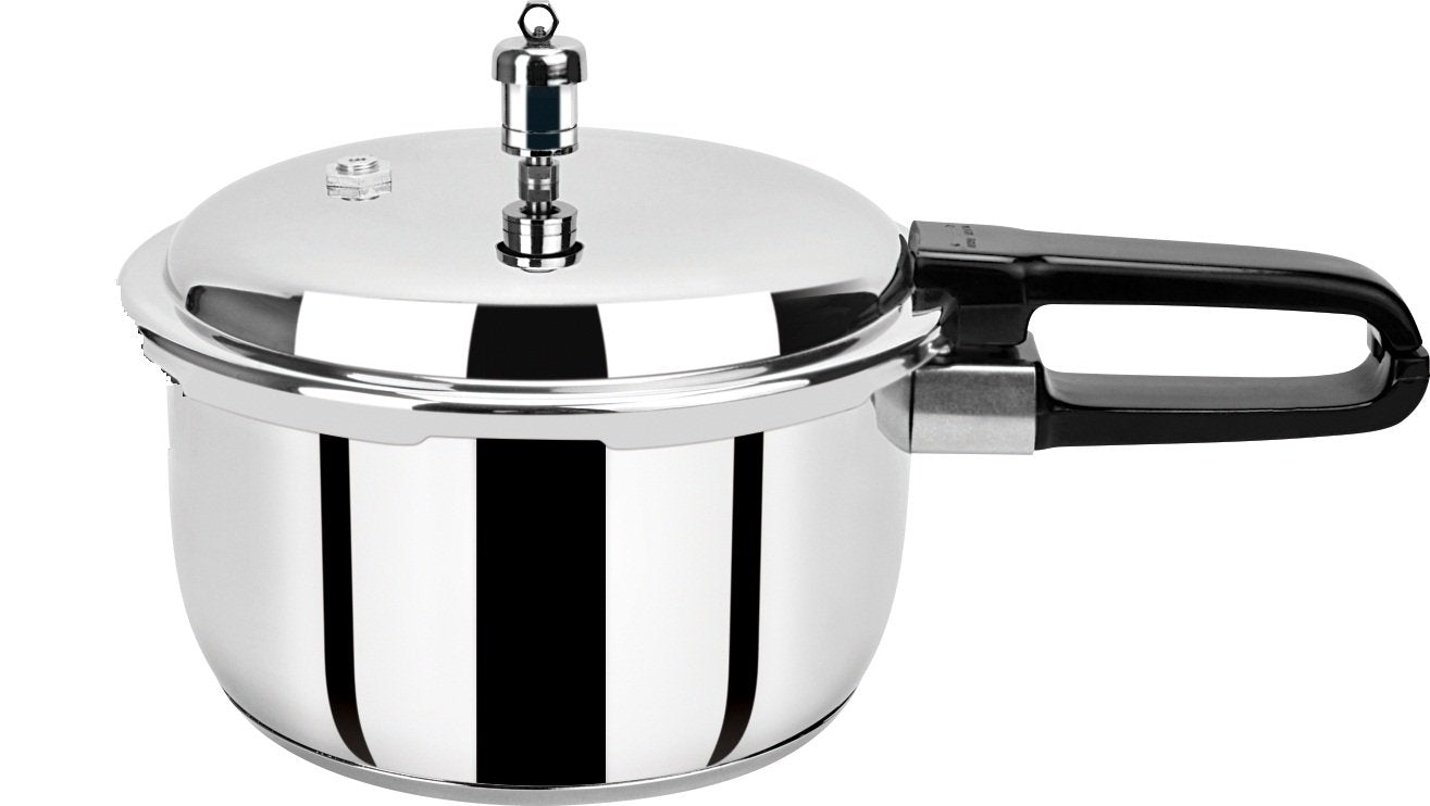 Pristine 18/8 Stainless Steel Tri Ply Induction Base Outer Lid Pressure Cooker (2 Litres, Silver) Isi Marked