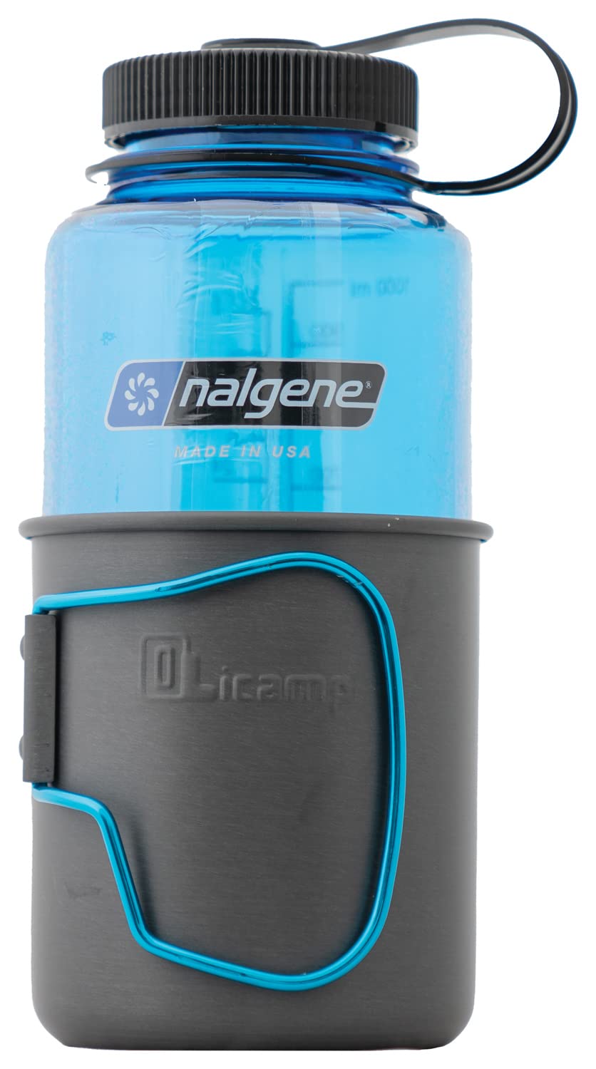 Olicamp Space Saver Cup & Nalgene 32oz WideMouth Water Bottle Combo, Slate Blue