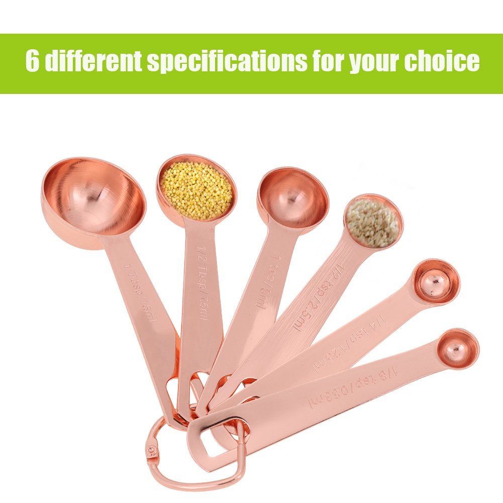 Copper Measuring Spoons 6 Pcs Stainless Steel Spoons Dry & Liquid Ingredients Measurement Spoon