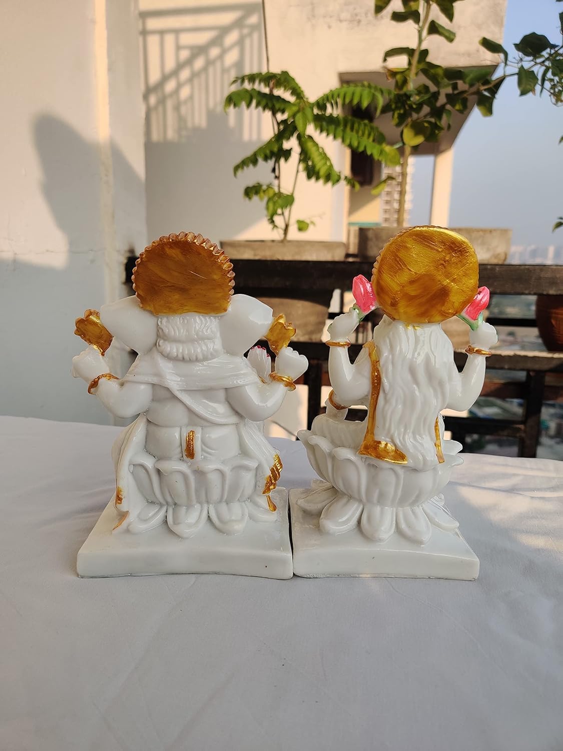 Ani Divine Marble Laxmi Ganesh Statue Laxmi-Ganesh Idols For Home Office Dcor 7 Inch (White) Home Temple Office Diwali Gift Deco