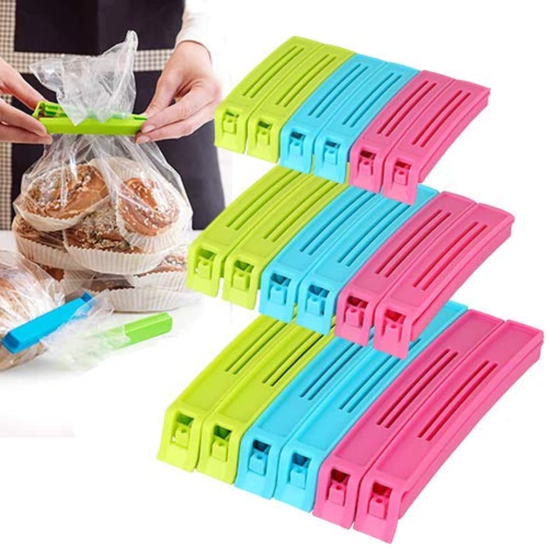 Paramdhyey 18 Pcs  3 Different Size Plastic Food Snack Bag Pouch Clip Sealer Large, Medium, Small Plastic Snack Seal Sealing Ba