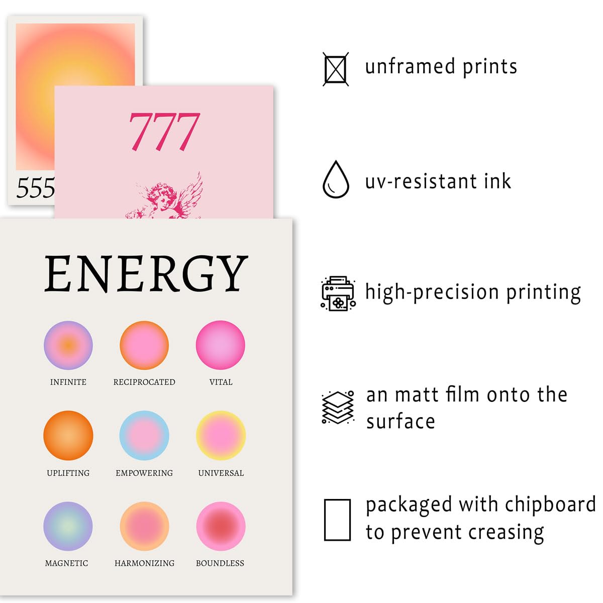 Anerza 16 Pcs Aura Angel Numbers Room Decor, Wall Art Prints For Bedroom, Posters For Room Aesthetic, Wall Collage Kit Pictures