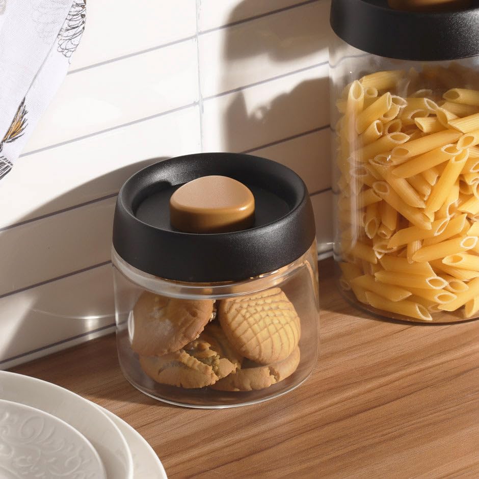 Enhabit Vactop Borosilicate Storage Jar For Home | Pantry Organization | Multipurpose Use | Durable Borosilicate Glass And Plast