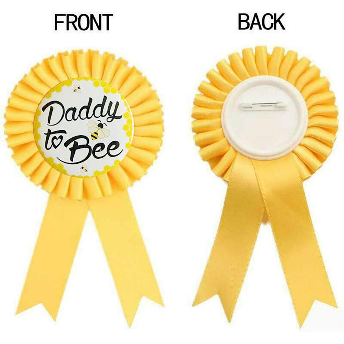 Lingaixinyue Baby Shower Decorations -'Mommy To Bee' Gold Sash And 'Daddy To Bee' Tinplate Badge Combo Kit Baby Shower Party Fav