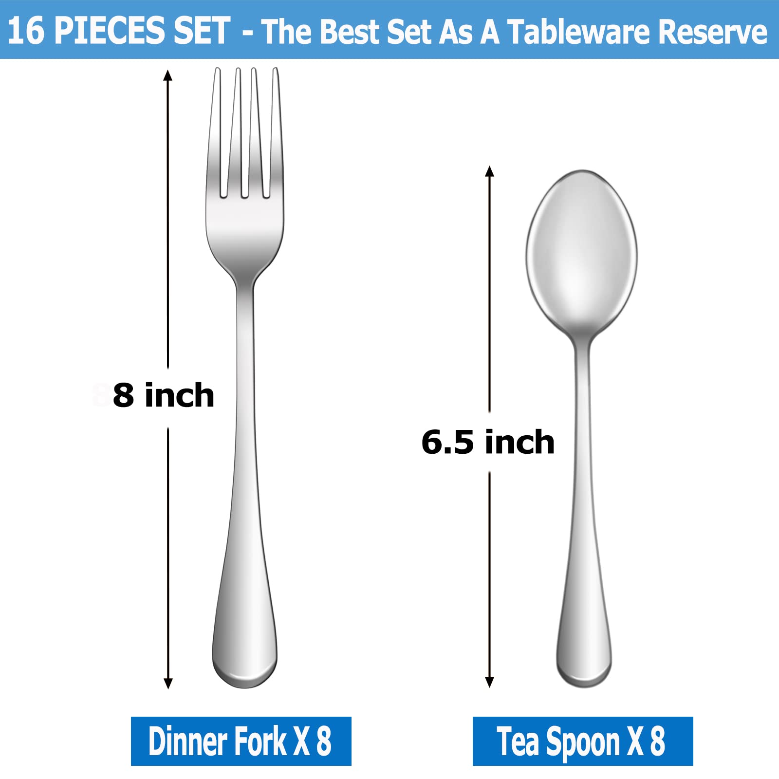 16 Pcs Forks And Spoons Silverware Set,Food Grade Stainless Steel Flatware Cutlery Set For Home,Kitchen And Restaurant,Mirror Po