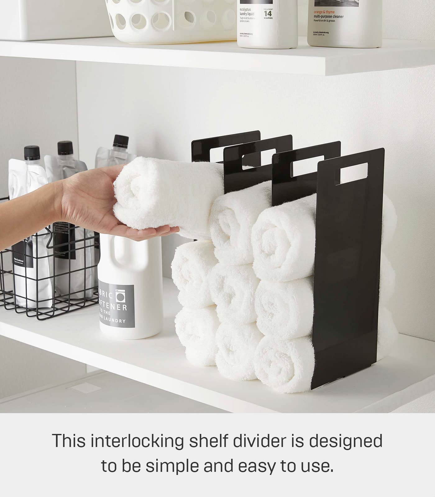 Yamazaki Home Tower Black Interlocking Towel Organizer (Set Of 2)