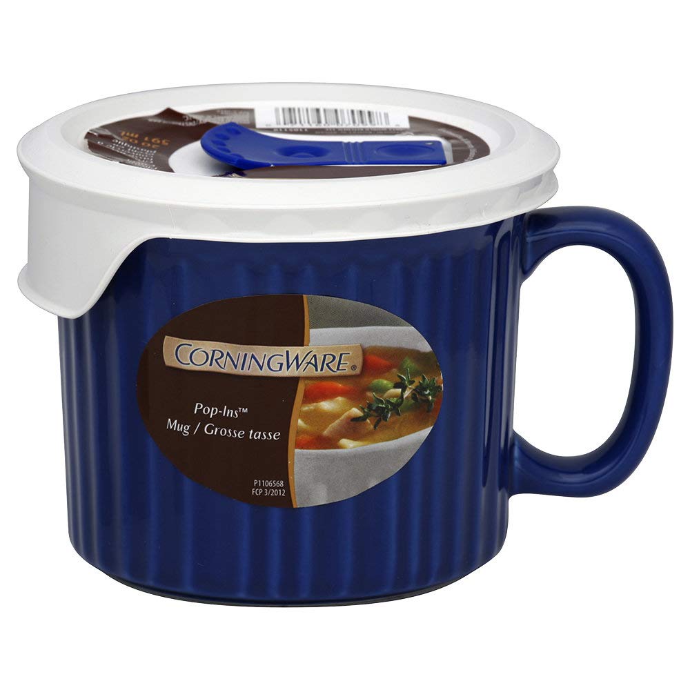 Corningware Meal Mug With Vented Lid For Steam, 20-Oz Stoneware Soup Mug, Bpa-Free Lid, Microwave, Freezer, And Dishwasher Safe,