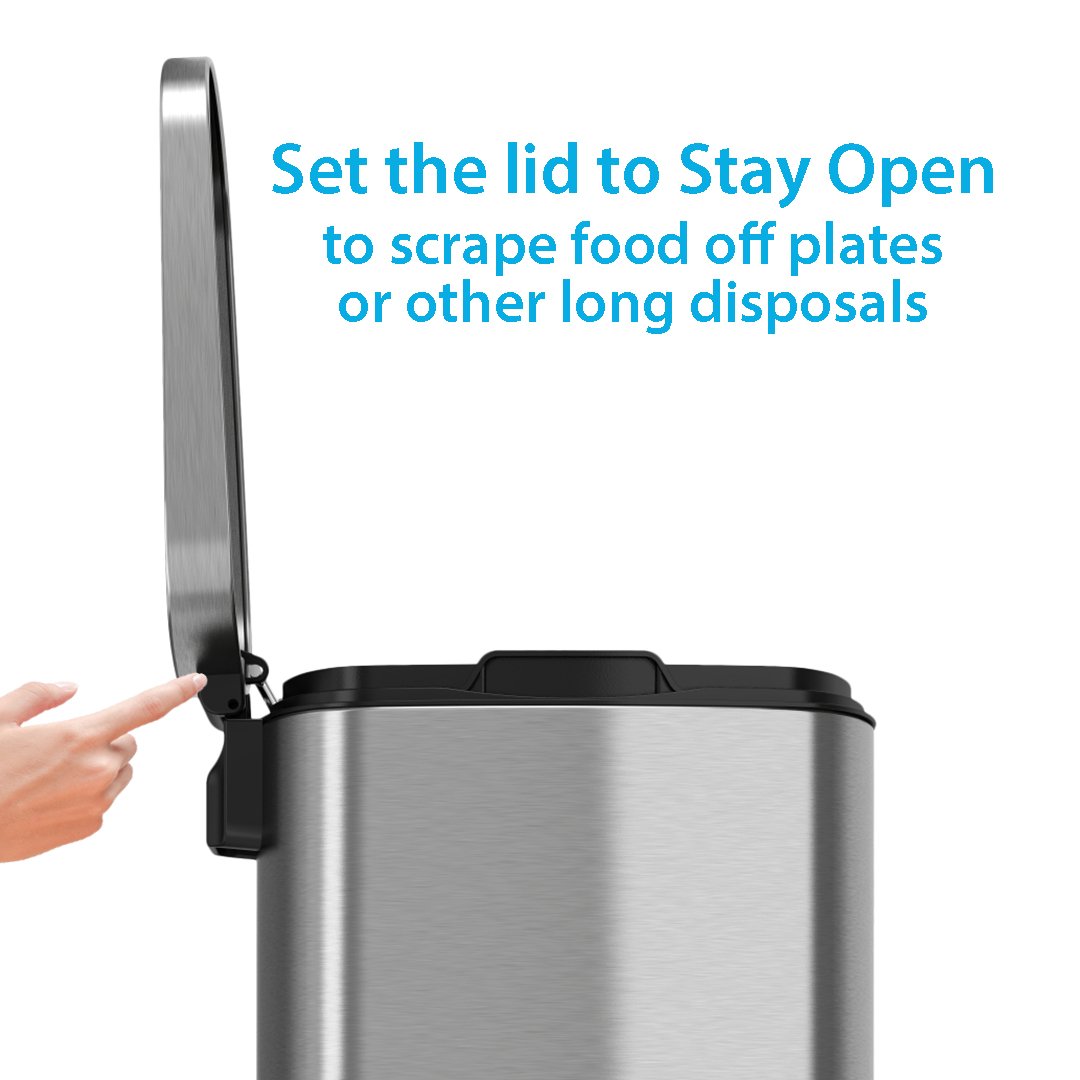 Itouchless Softstep 8 Gallon Step Trash Can With Odor Control System And Removable Inner Bucket, Stainless Steel 30 Liter Kitche