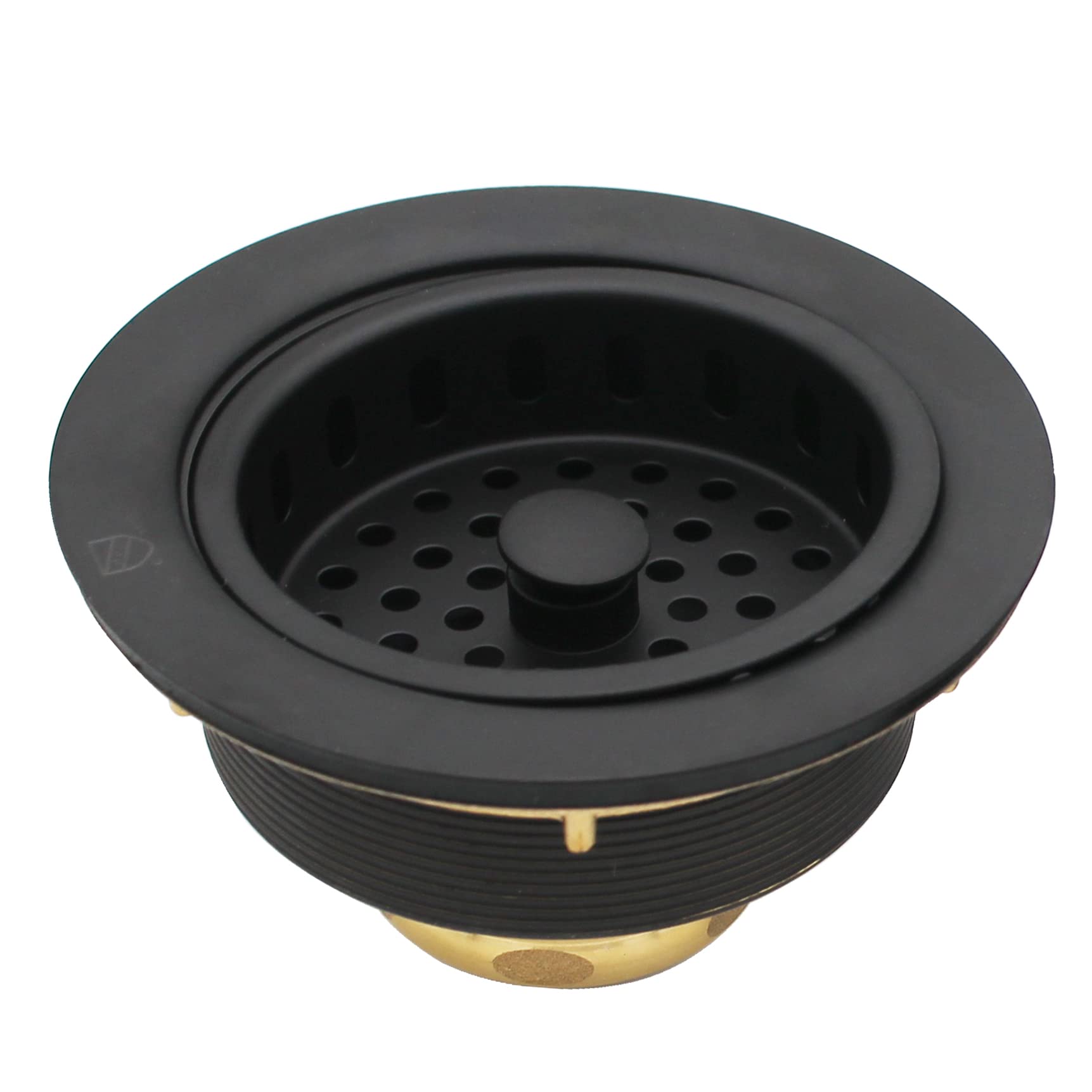 Westbrass D2165-62 Post Style Large Kitchen Basket Strainer with Waste Disposal Flange and Stopper  Matte Black